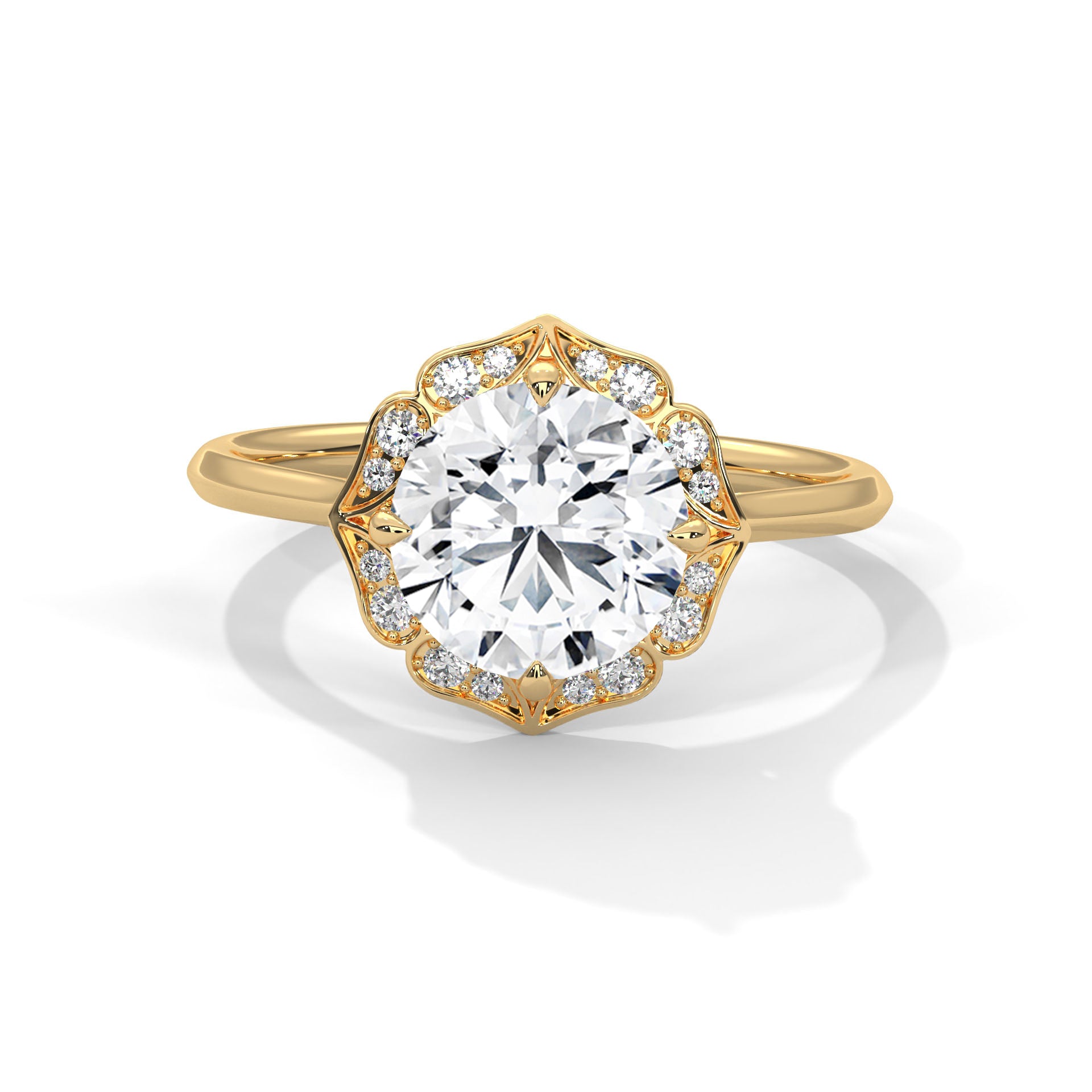 Round Diamonds Halo Engagement Ring