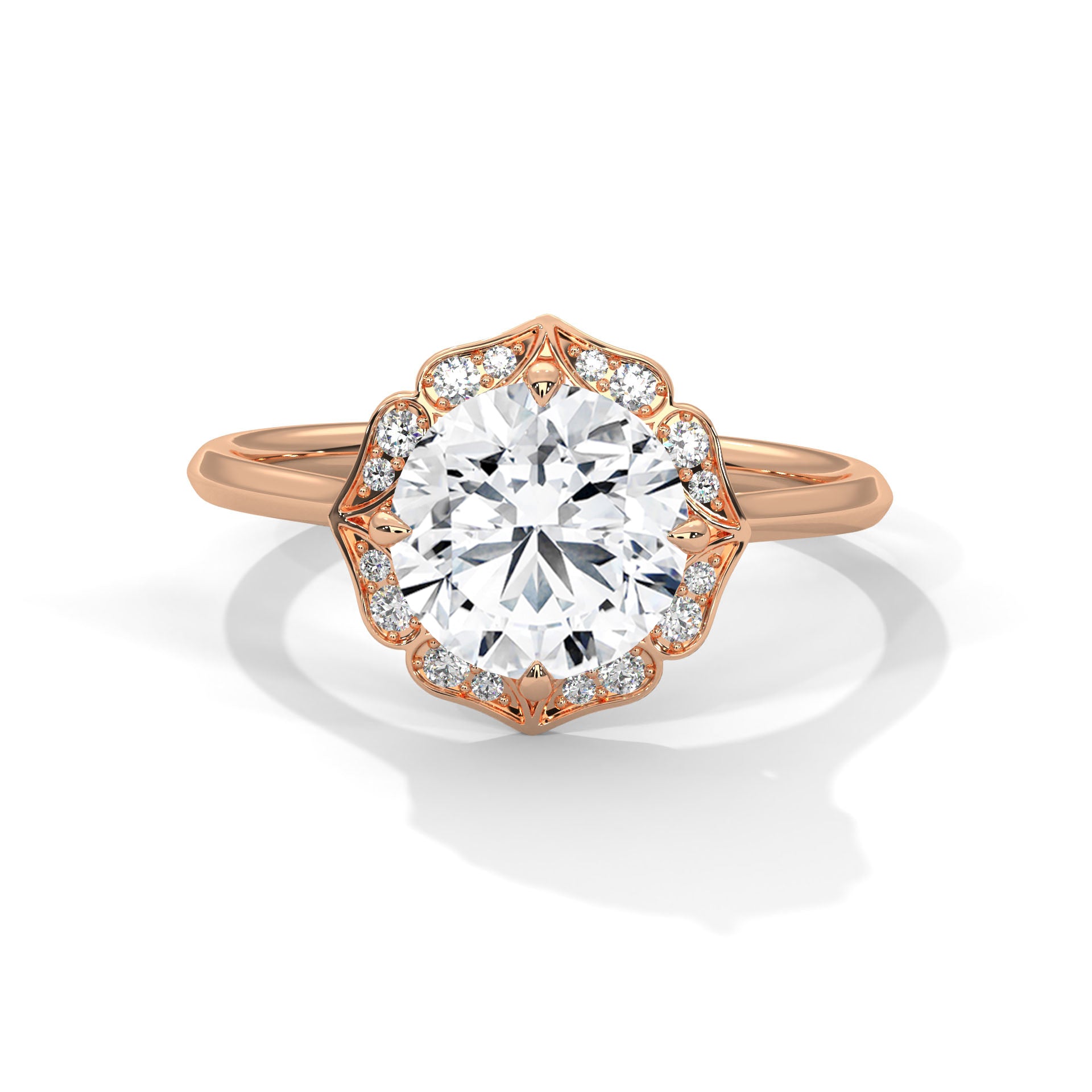 Round Diamonds Halo Engagement Ring