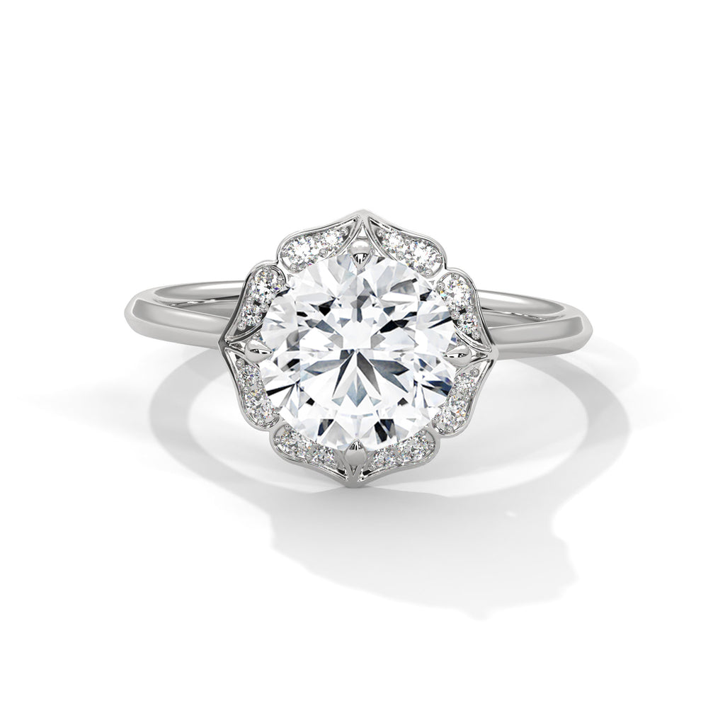 Round Diamonds Halo Engagement Ring
