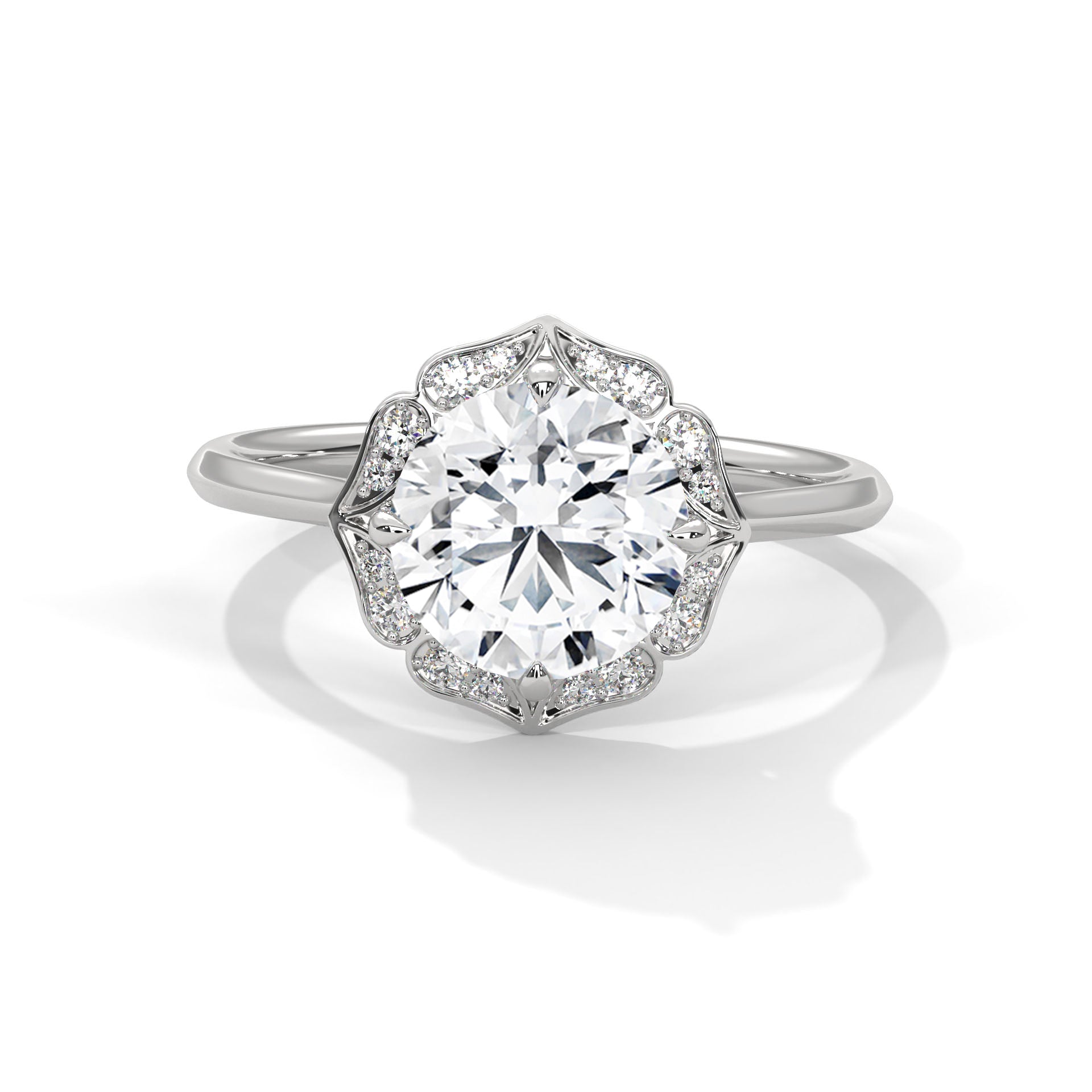 Round Diamonds Halo Engagement Ring