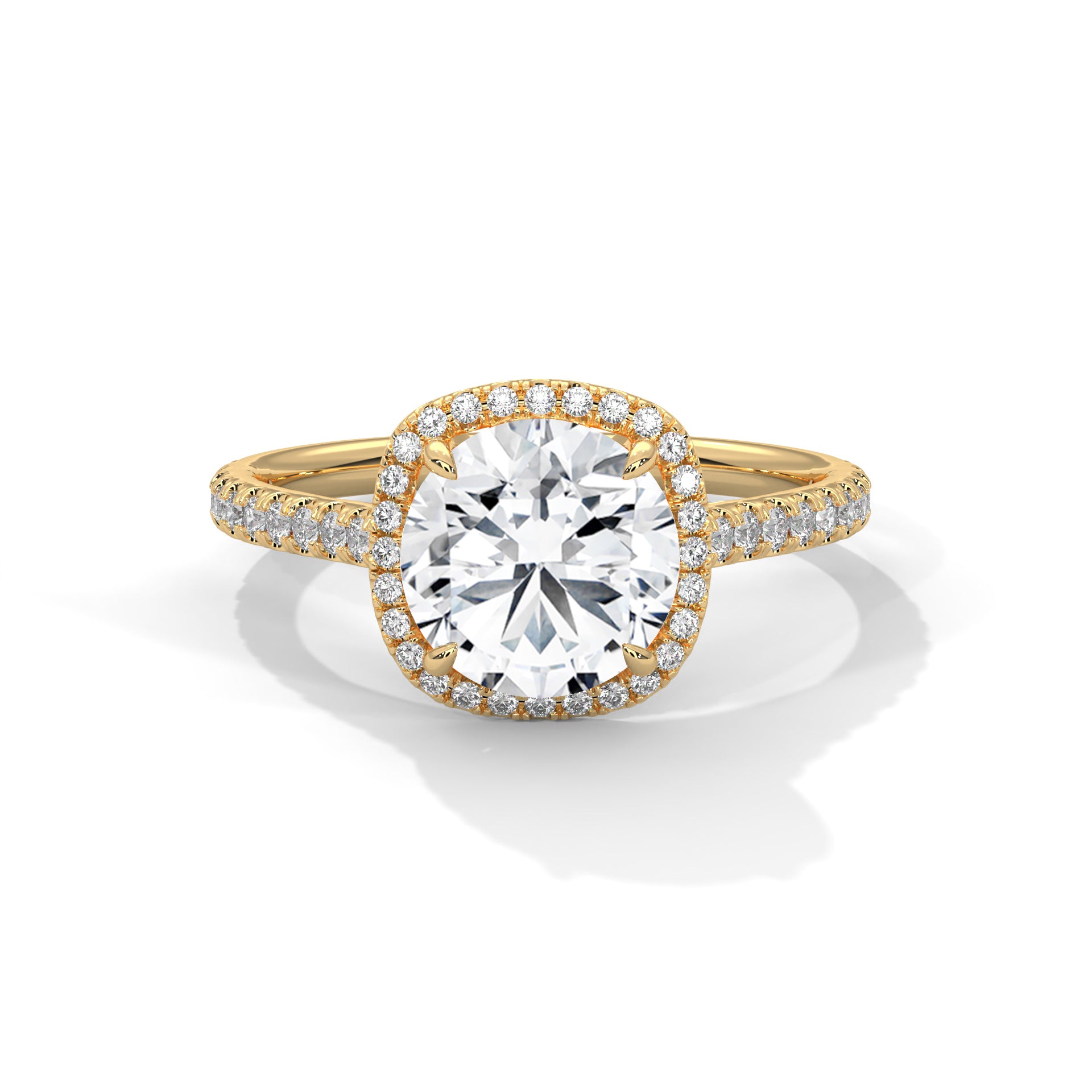 Round Diamond Halo Pavé Engagement Ring