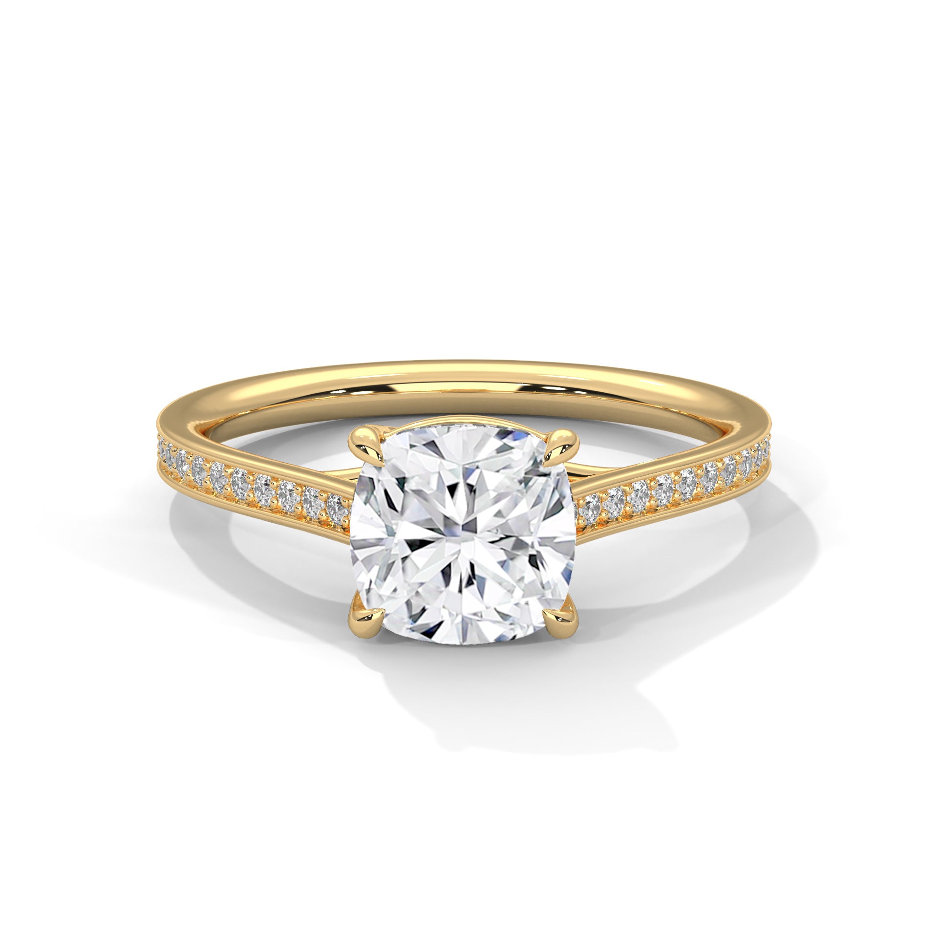 Cushion Cut Diamond Pavé Engagement Ring