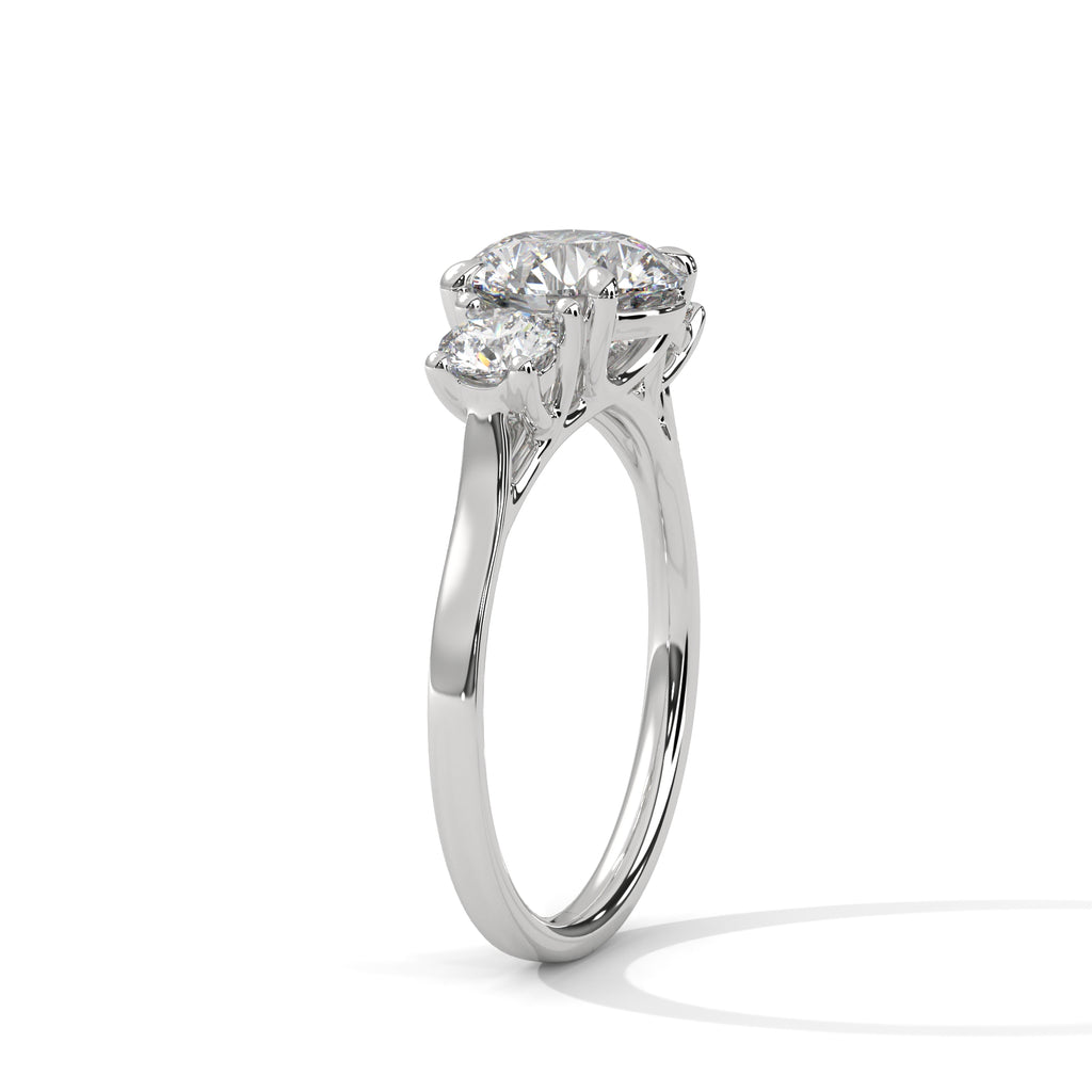 Three Stone Round Diamond Engagement Ring