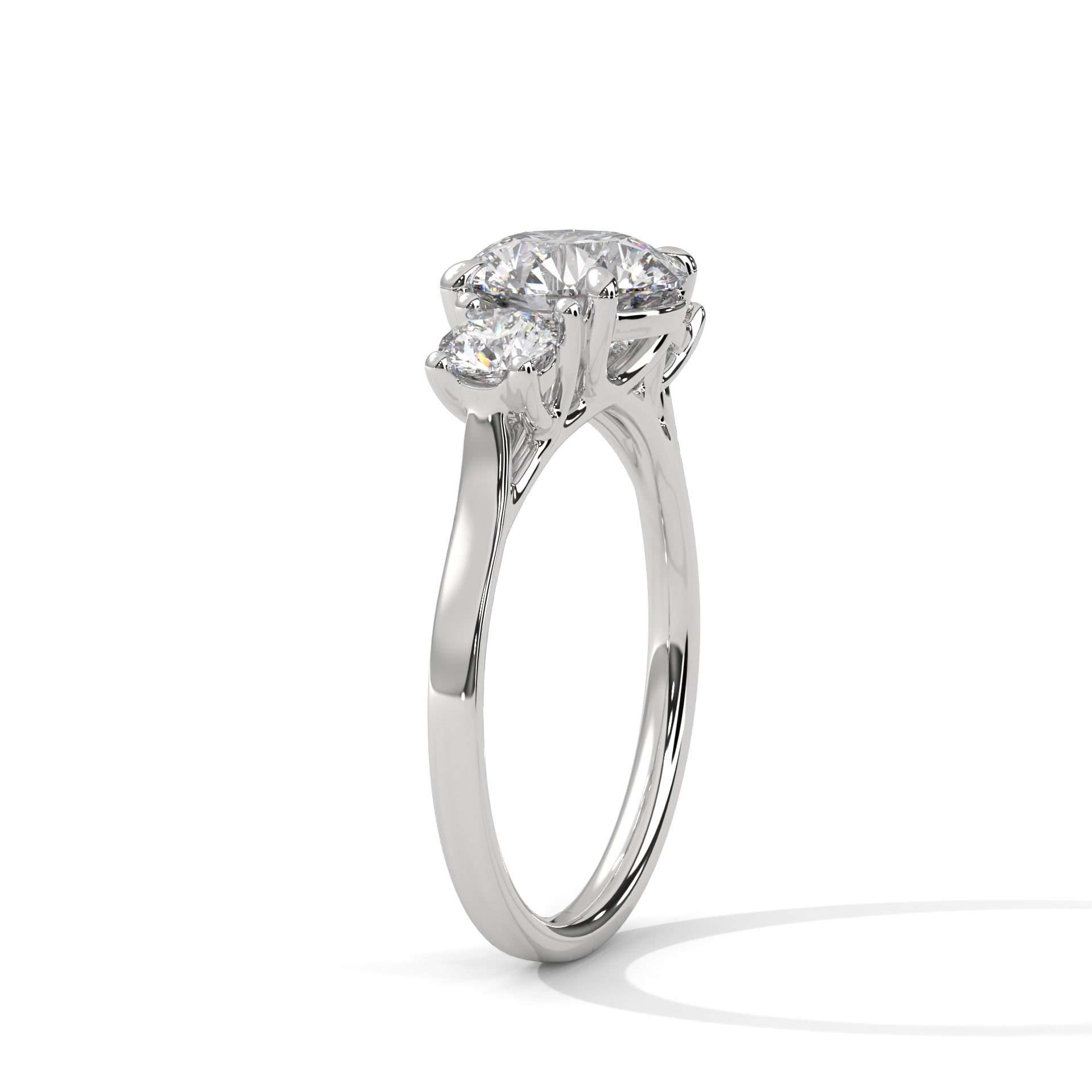 Three Stone Round Diamond Engagement Ring