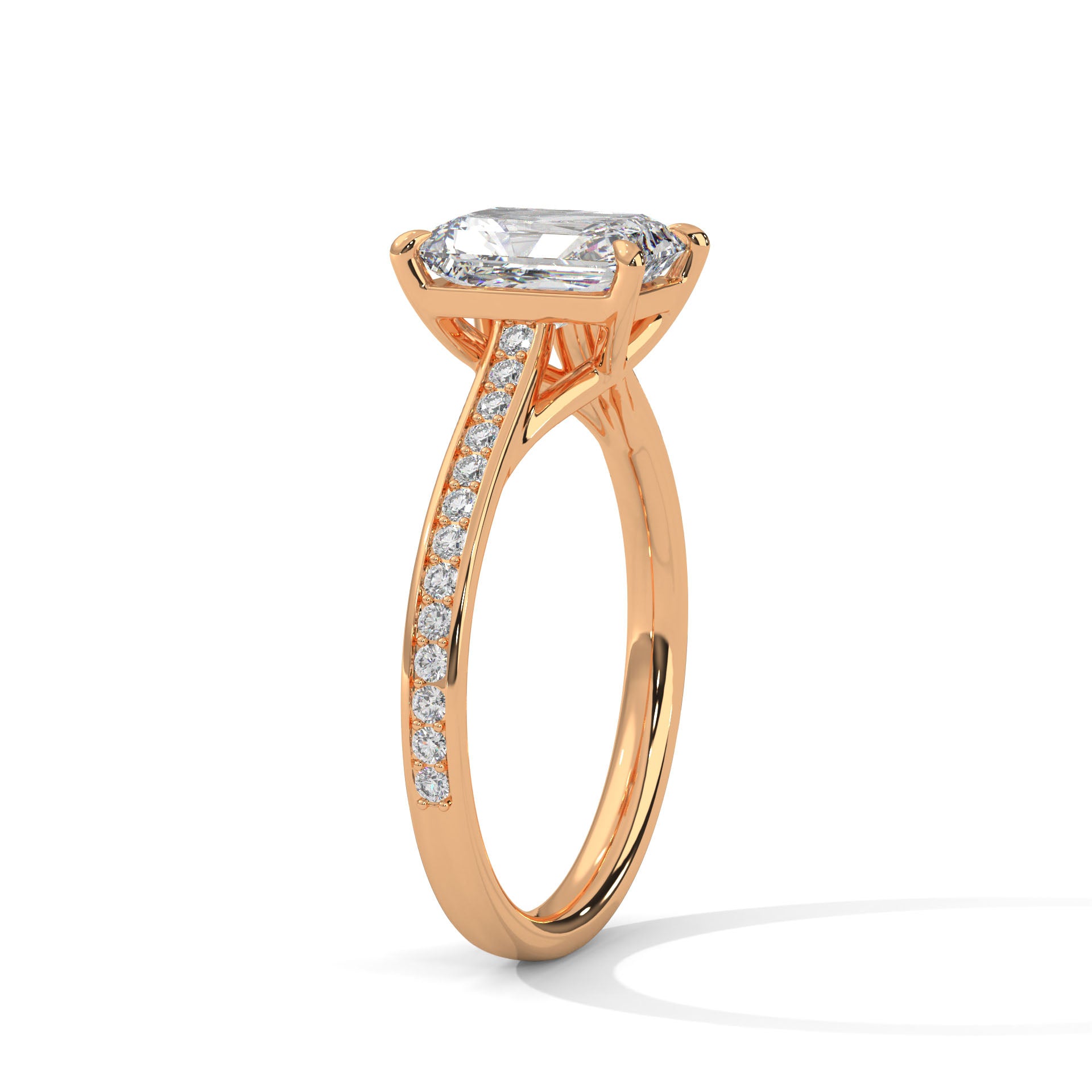 Radiant Cut Diamond Pavé Engagement Ring