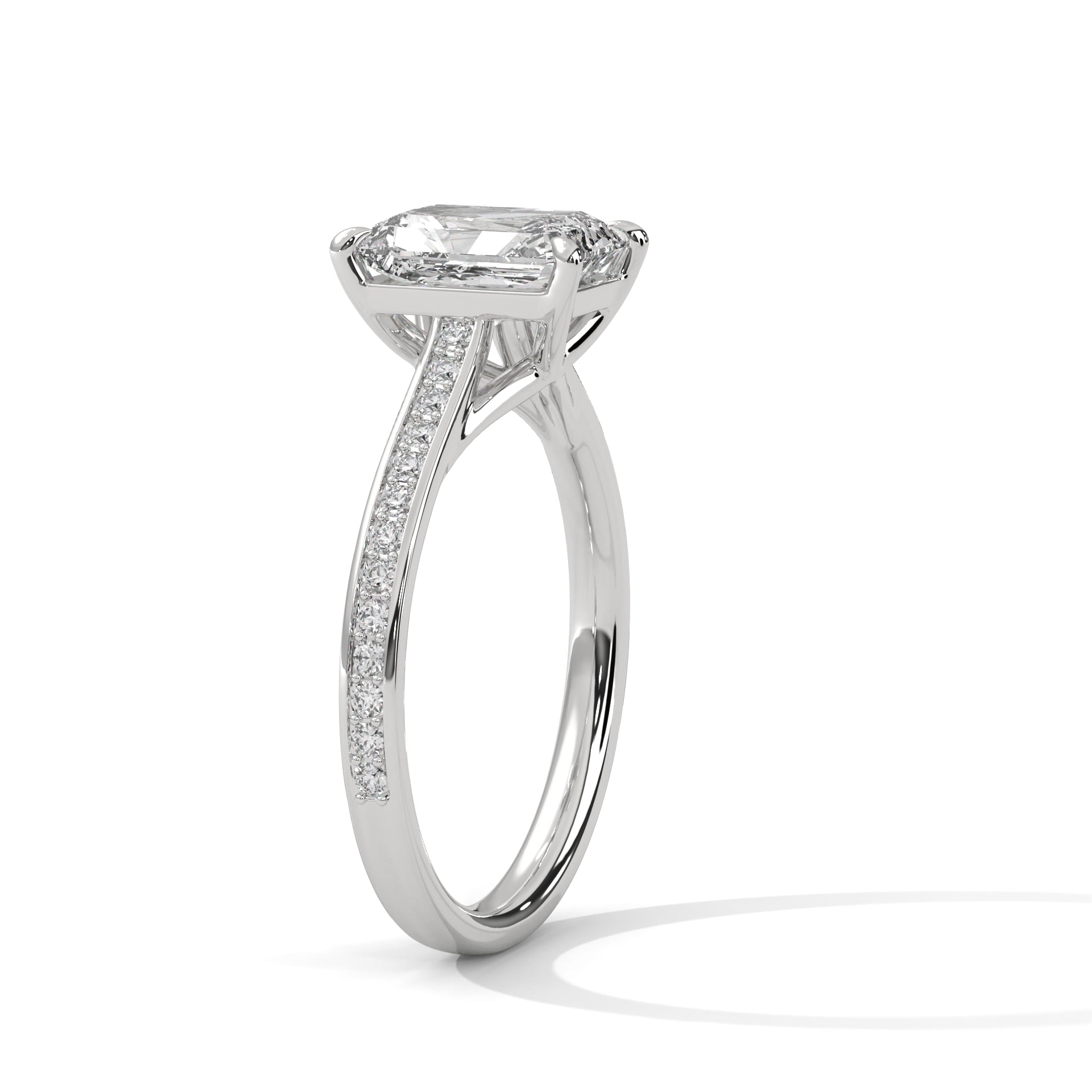 Radiant Cut Diamond Pavé Engagement Ring