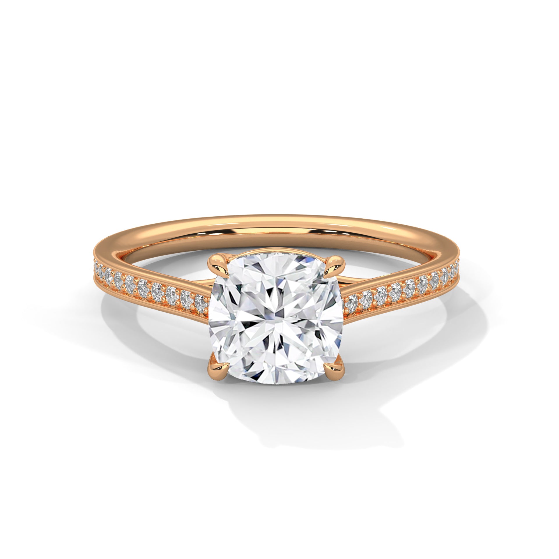 Cushion Cut Diamond Pavé Engagement Ring