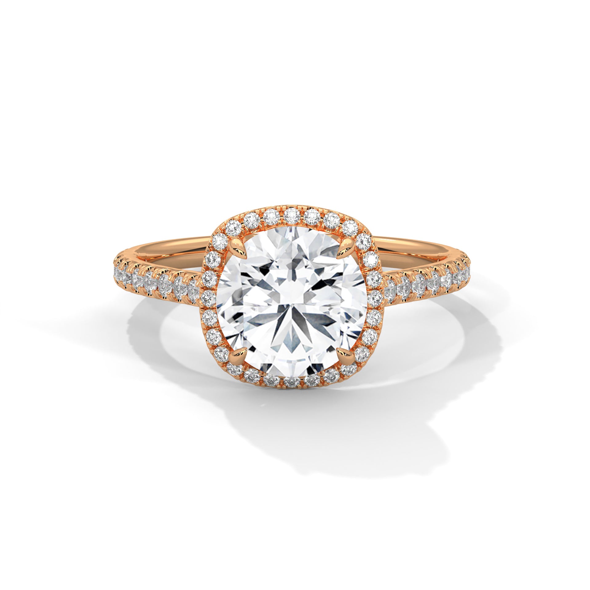 Round Diamond Halo Pavé Engagement Ring