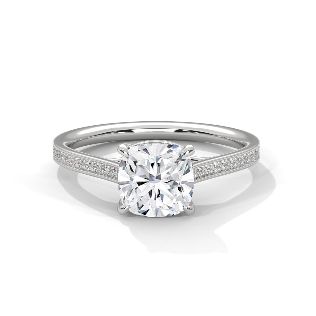 Cushion Cut Diamond Pavé Engagement Ring
