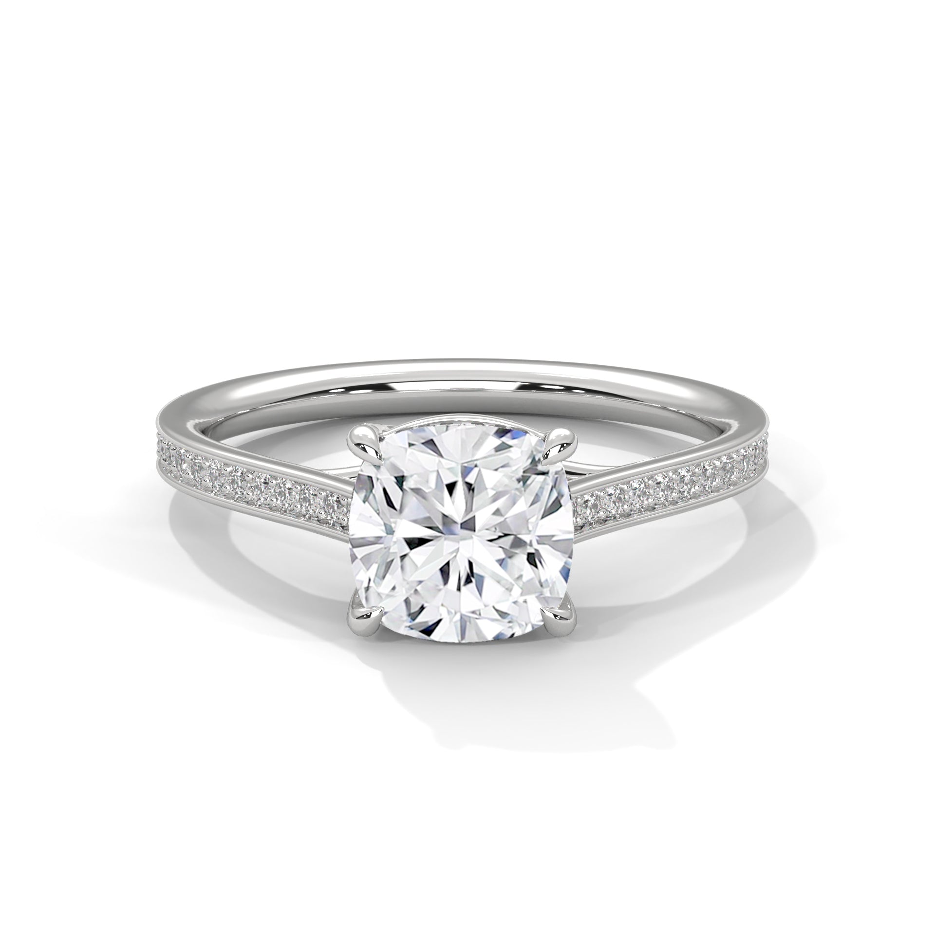 Cushion Cut Diamond Pavé Engagement Ring