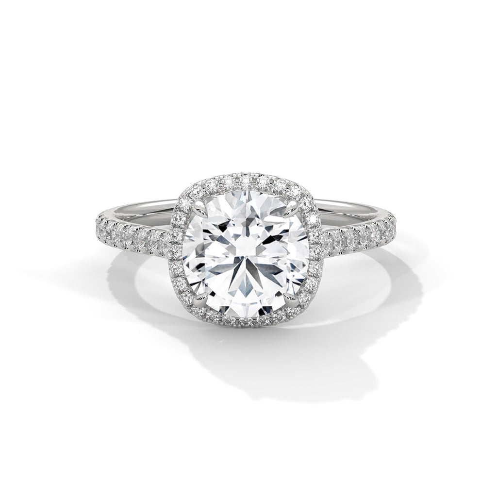 Round Diamond Halo Pavé Engagement Ring