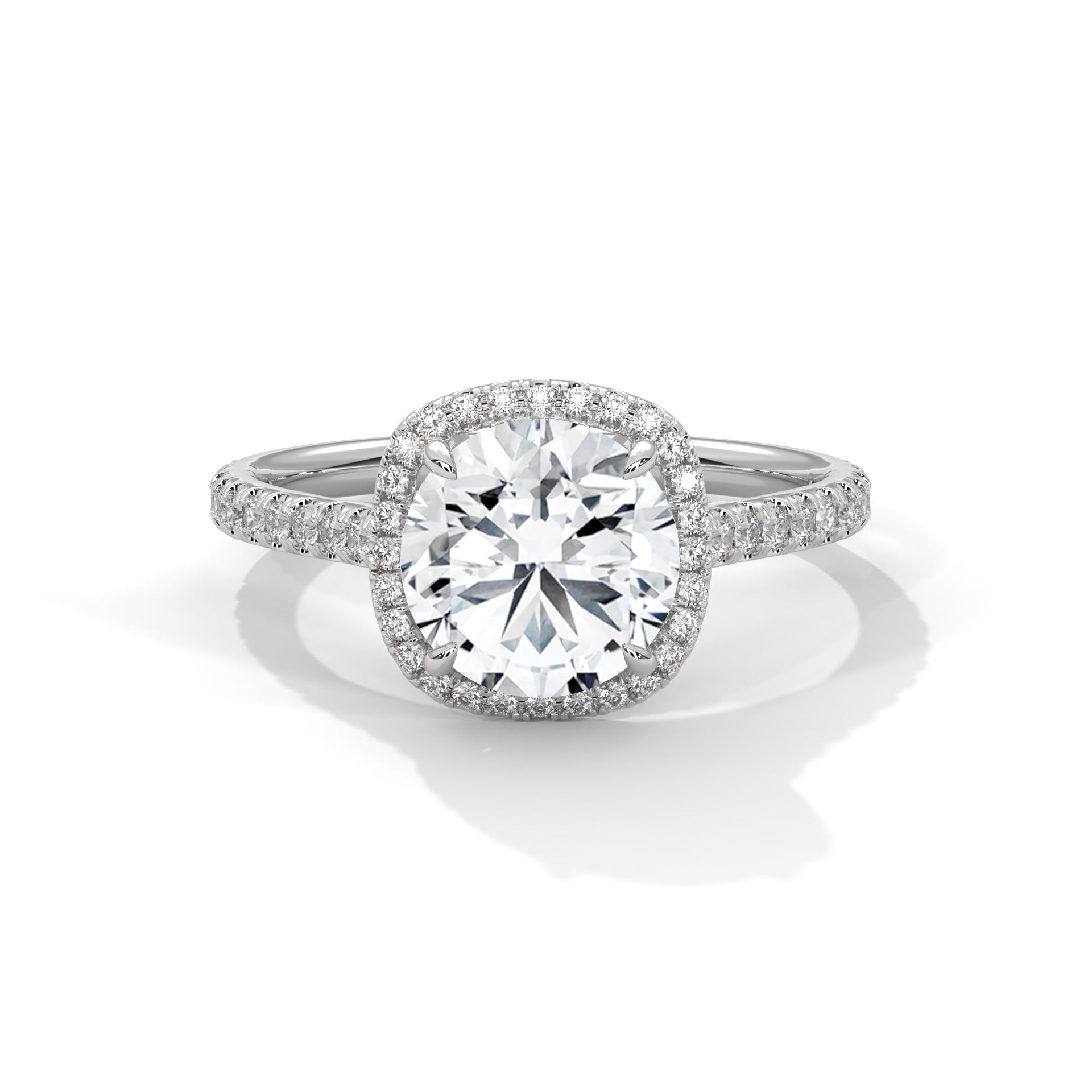 Round Diamond Halo Pavé Engagement Ring