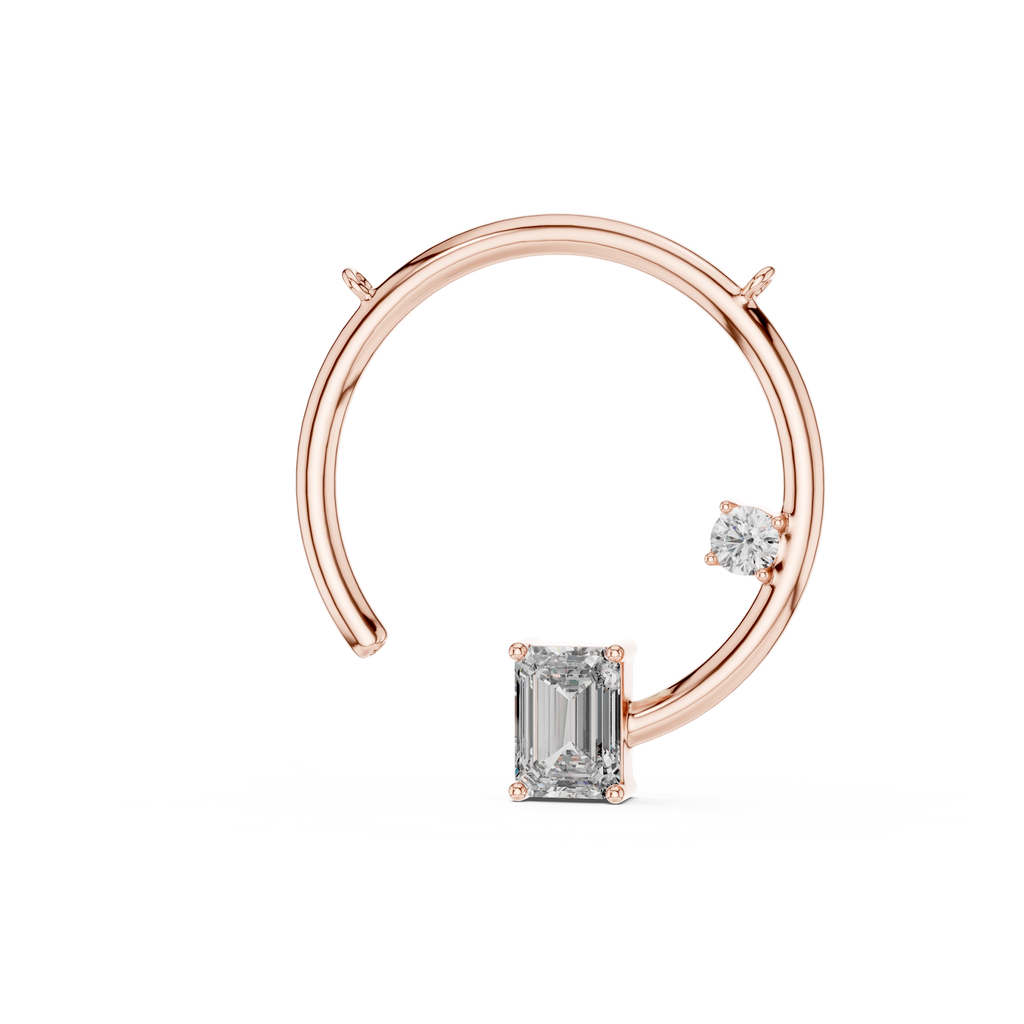 1Emerald Cut Diamond Circle Pendant Necklace