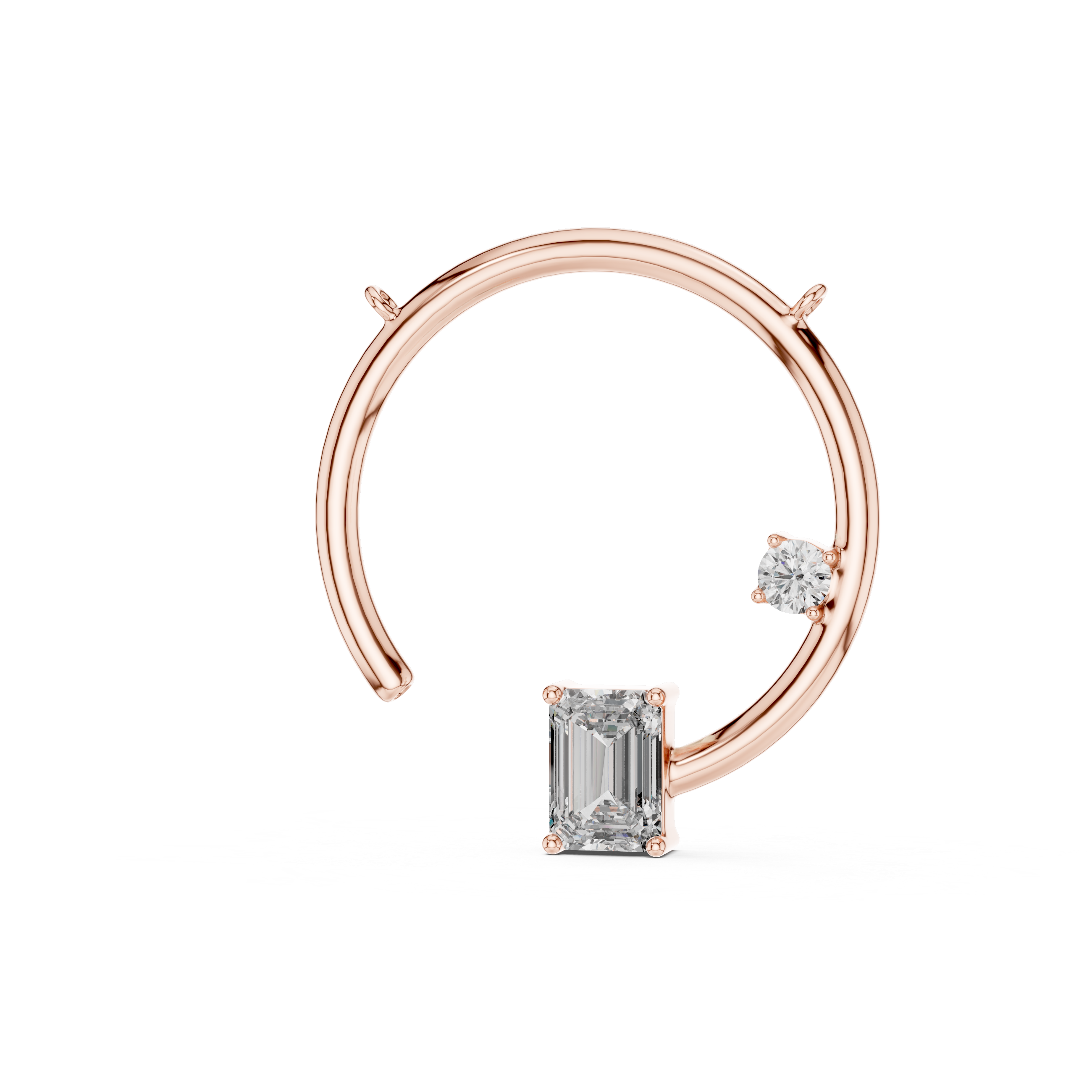 1Emerald Cut Diamond Circle Pendant Necklace