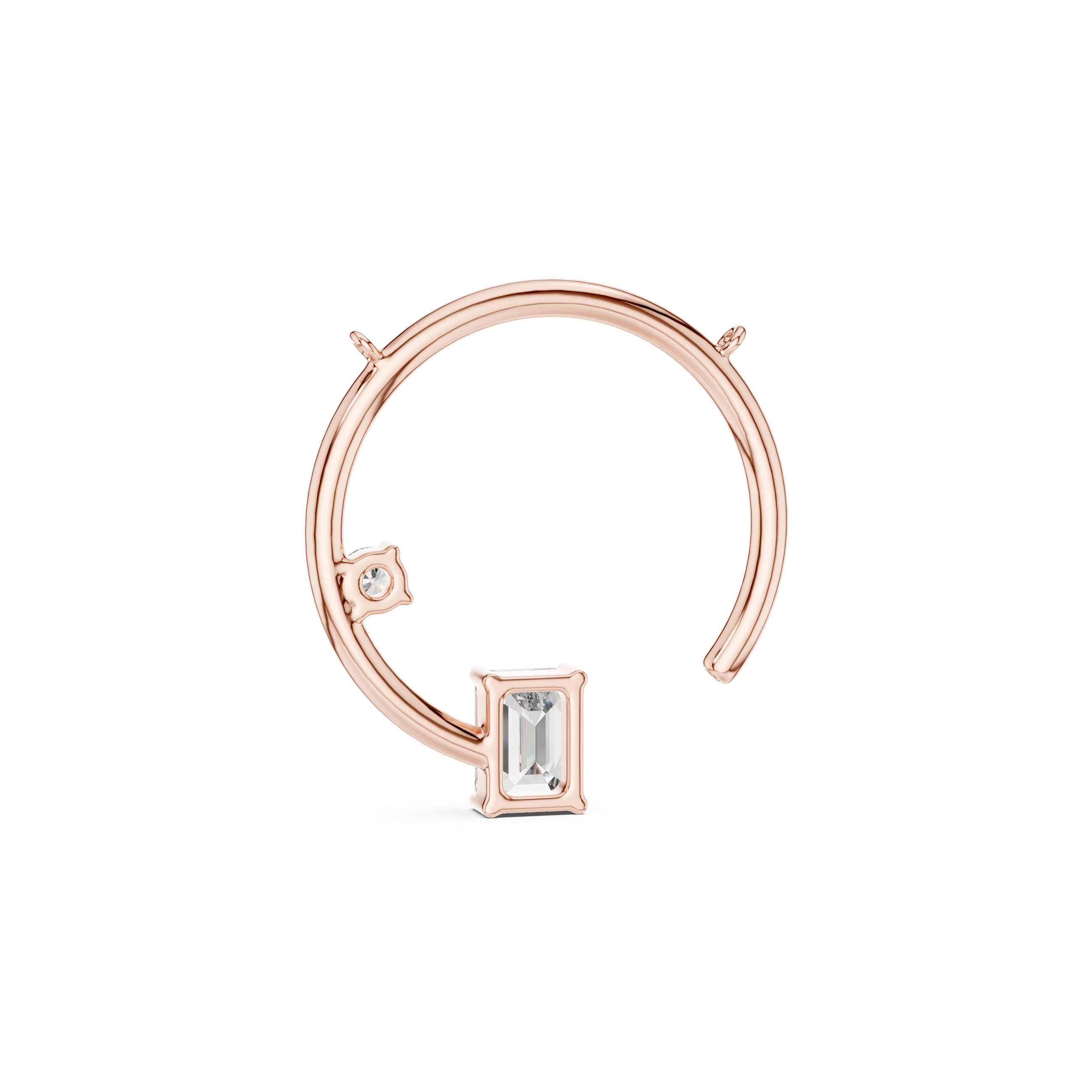 1Emerald Cut Diamond Circle Pendant Necklace
