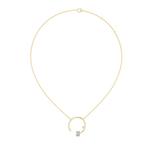 1Emerald Cut Diamond Circle Pendant Necklace