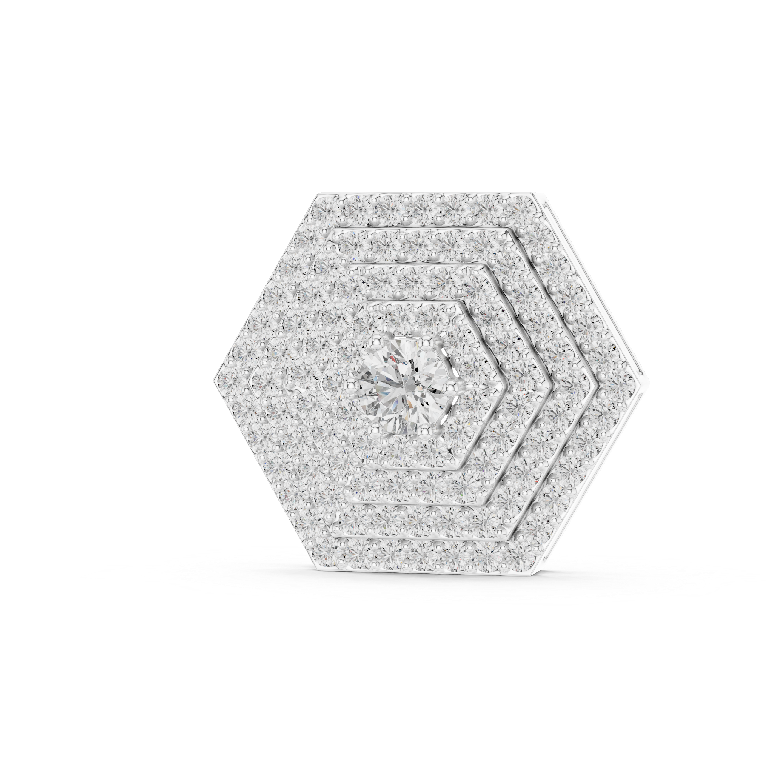 1Hexagon Pave Diamond Pendant Necklace