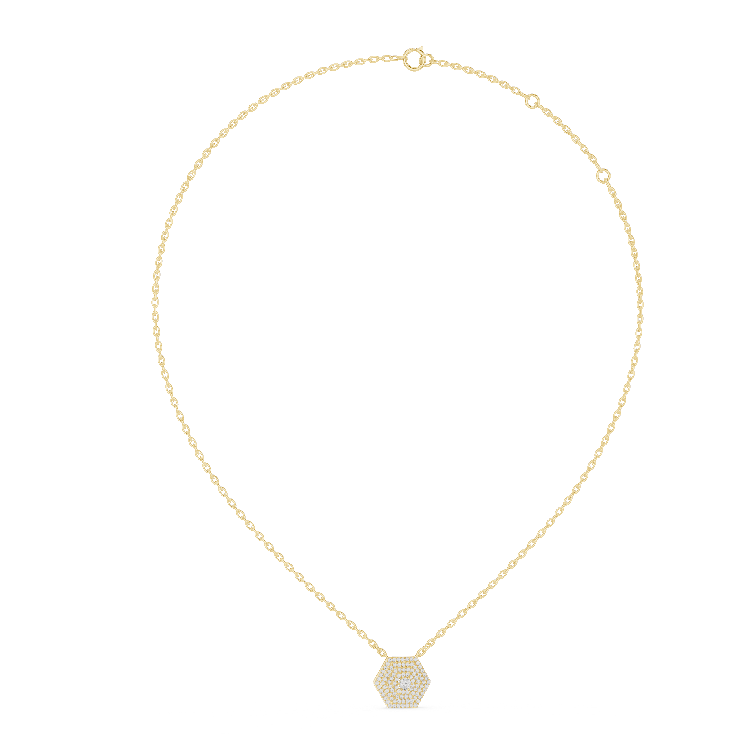 1Hexagon Pave Diamond Pendant Necklace