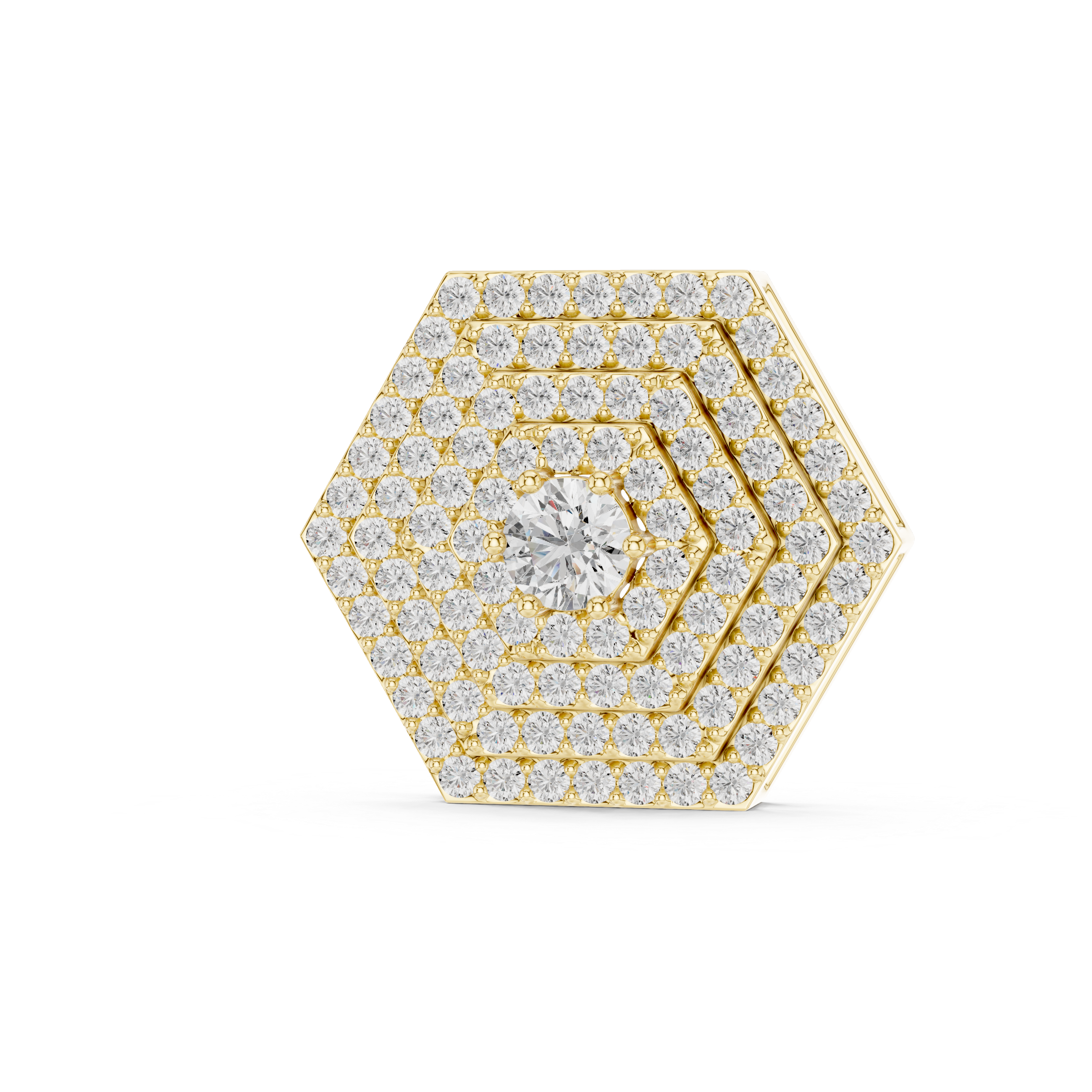 1Hexagon Pave Diamond Pendant Necklace