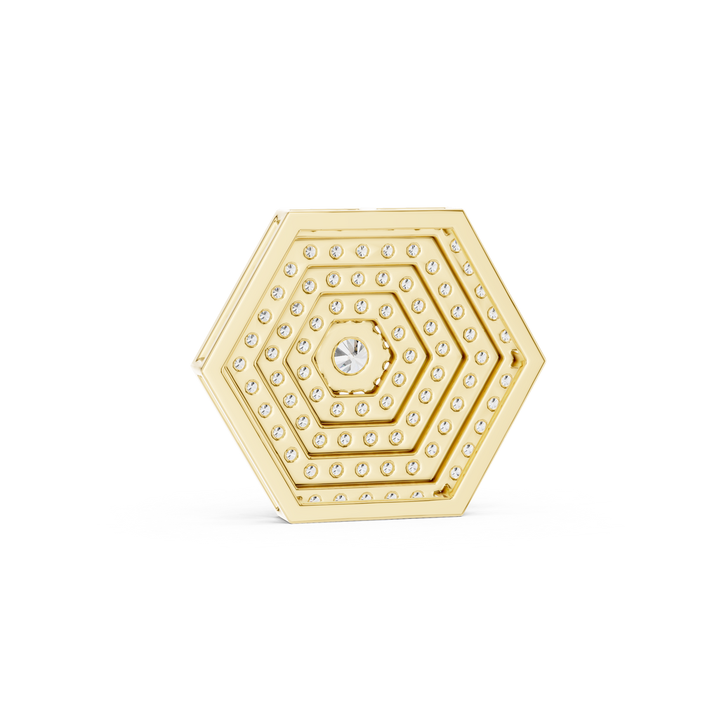 1Hexagon Pave Diamond Pendant Necklace