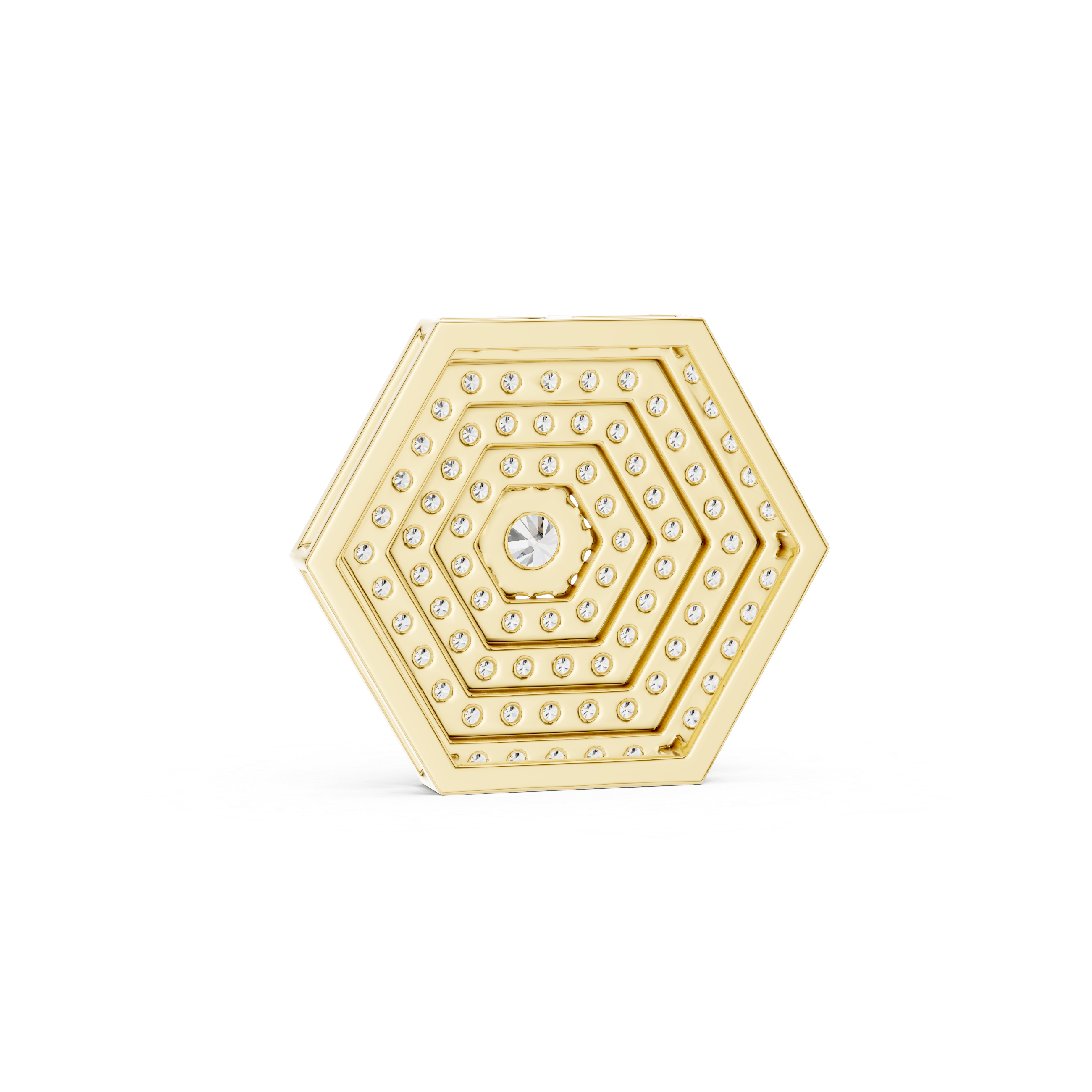 1Hexagon Pave Diamond Pendant Necklace