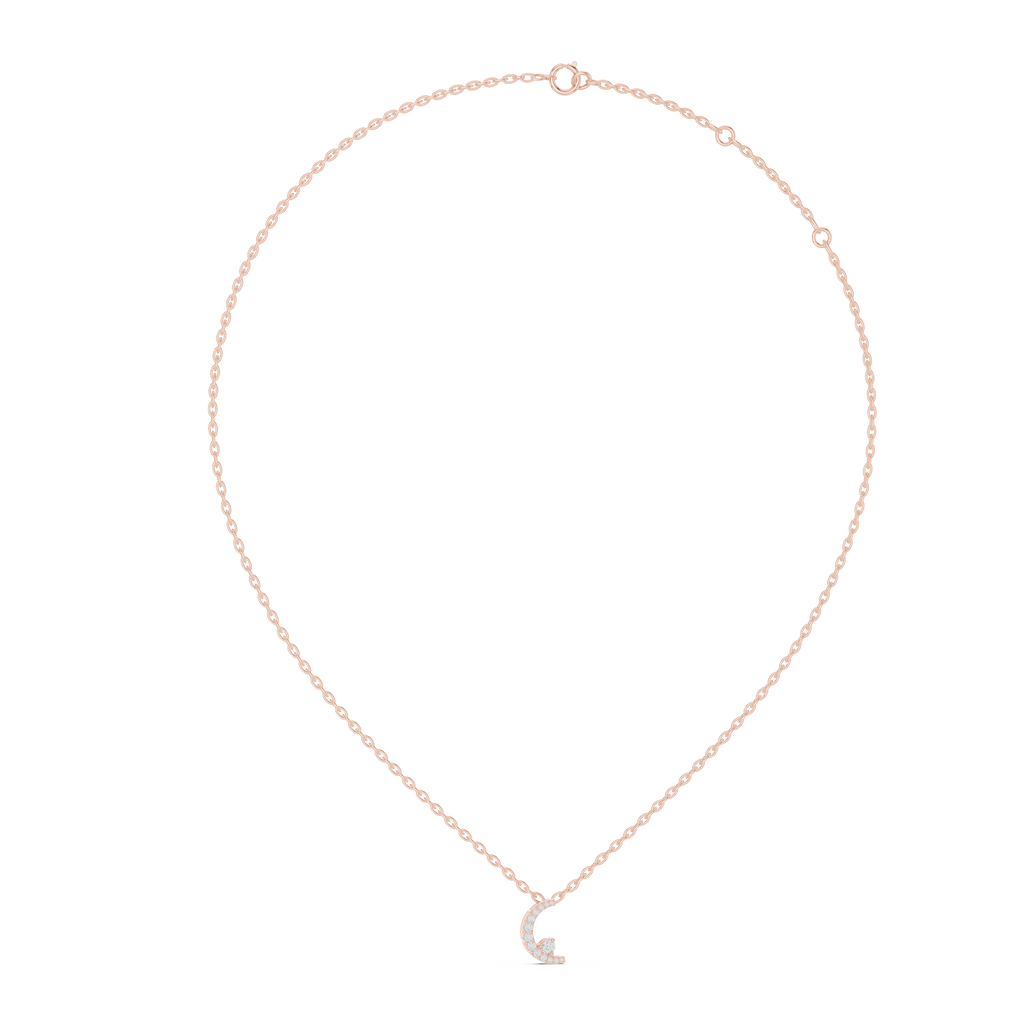 1Crescent Moon Diamond Pendant Necklace