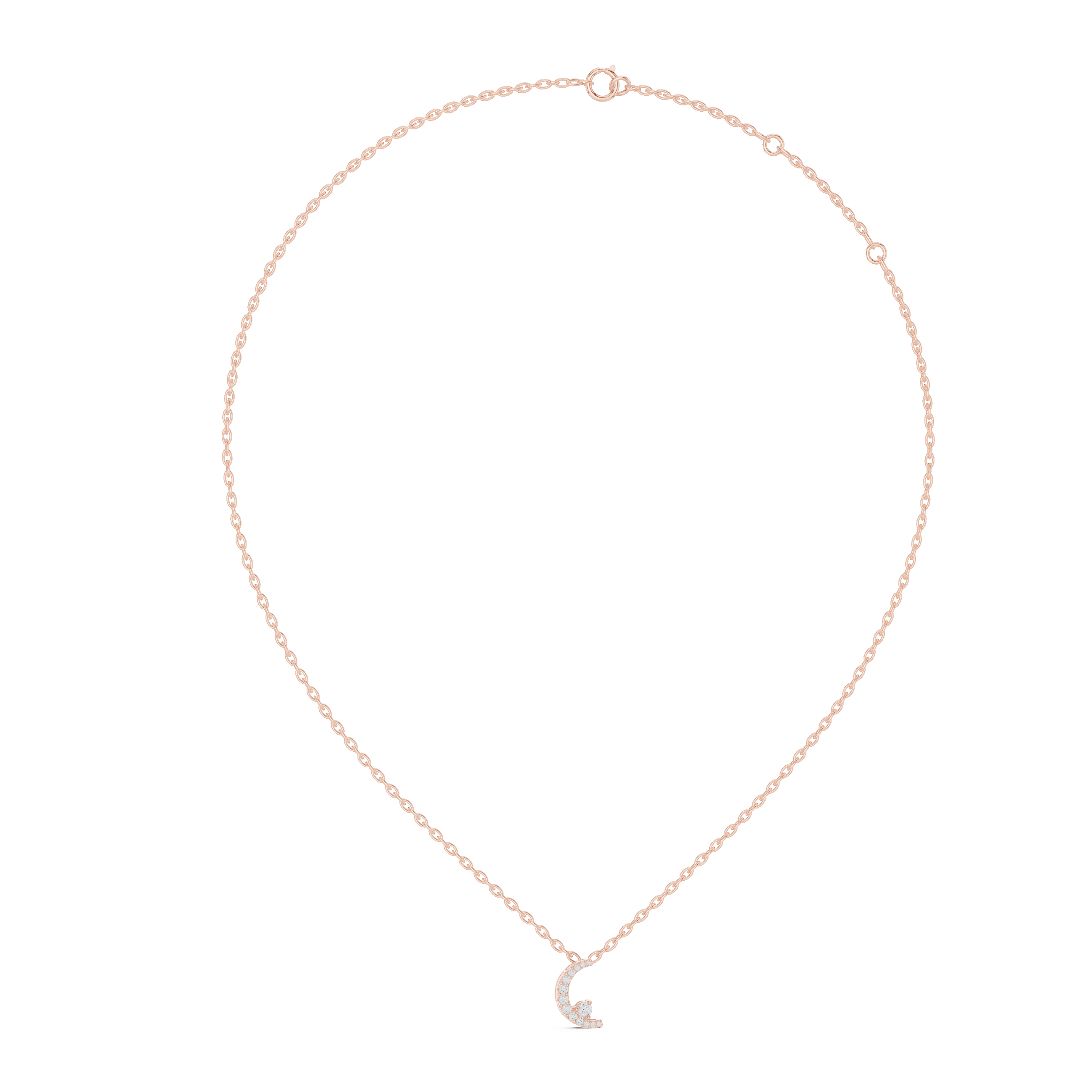1Crescent Moon Diamond Pendant Necklace