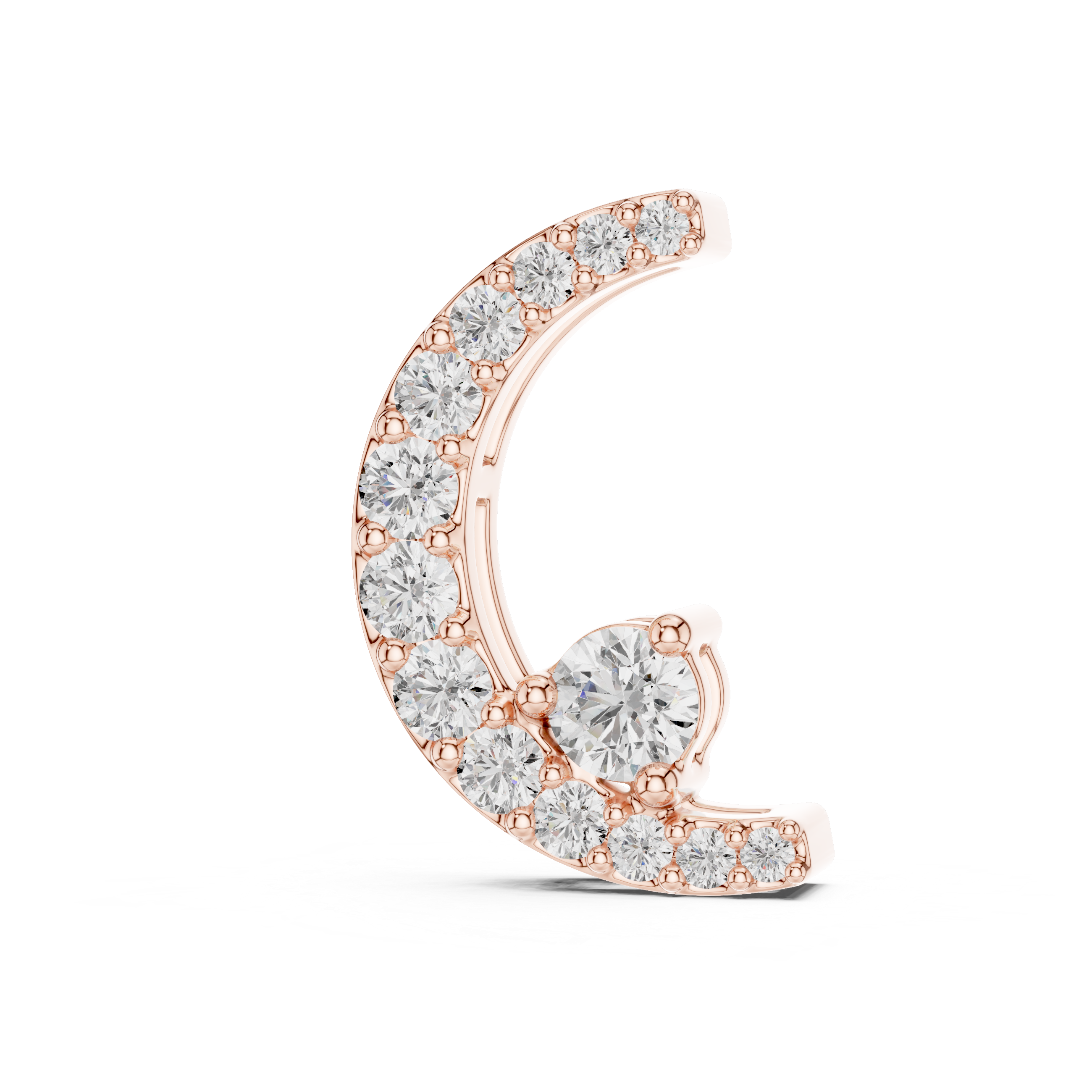 1Crescent Moon Diamond Pendant Necklace