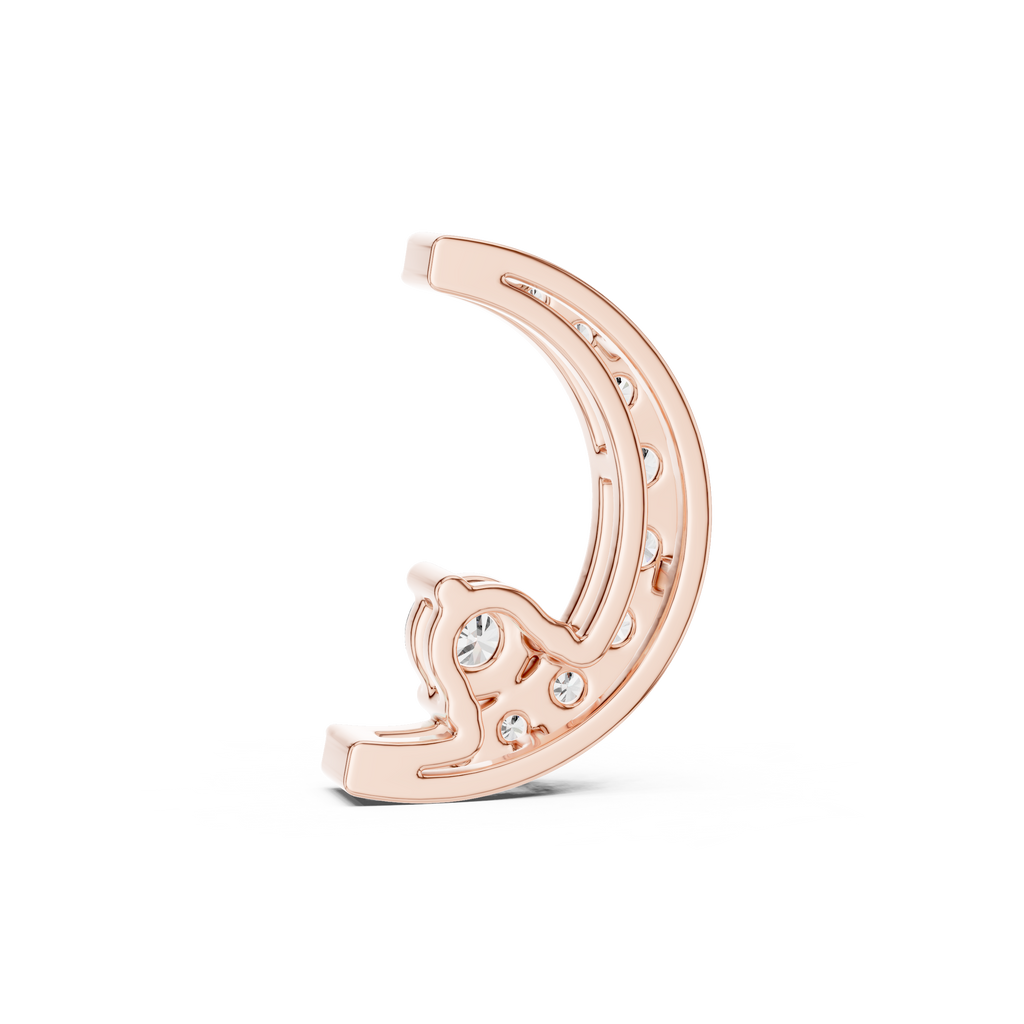 1Crescent Moon Diamond Pendant Necklace