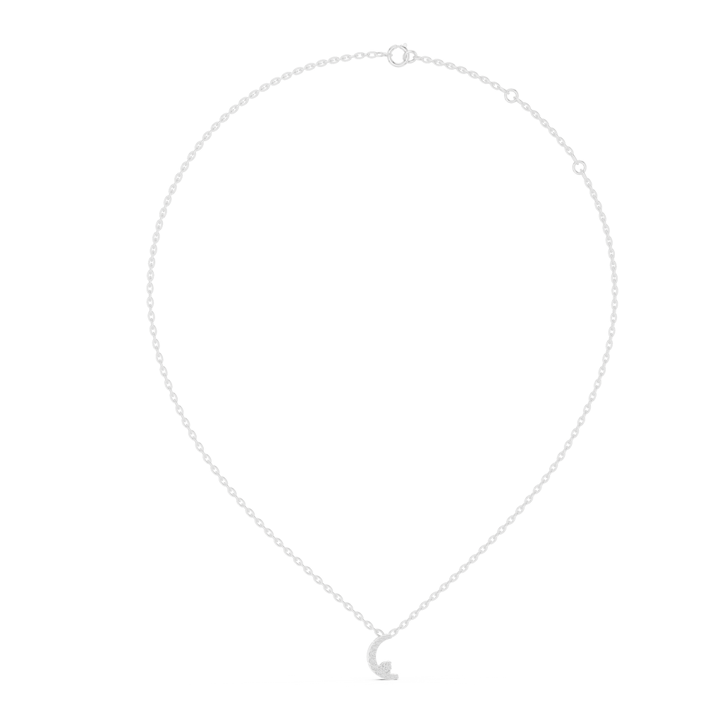 1Crescent Moon Diamond Pendant Necklace