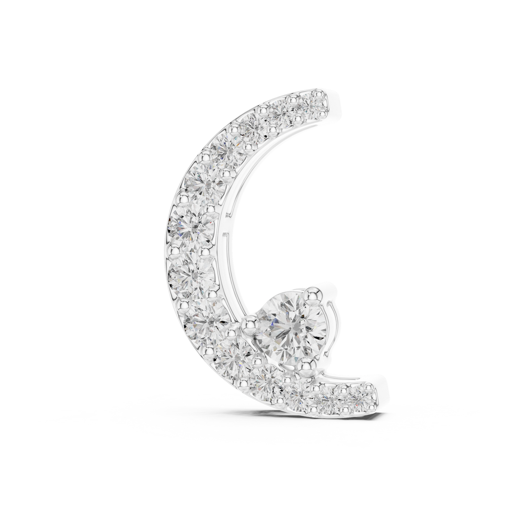 1Crescent Moon Diamond Pendant Necklace