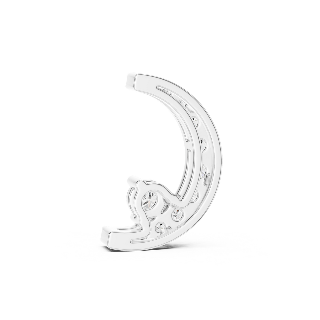 1Crescent Moon Diamond Pendant Necklace