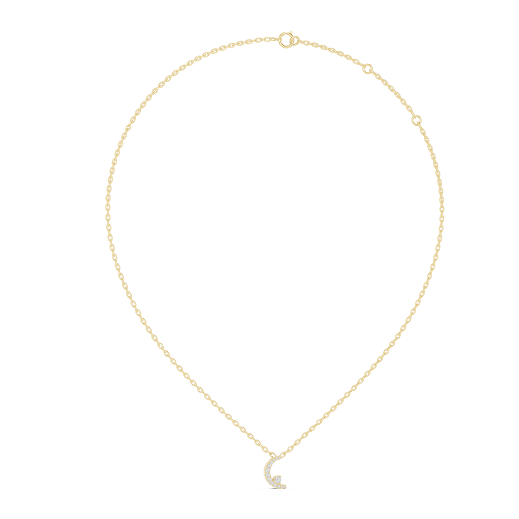 1Crescent Moon Diamond Pendant Necklace