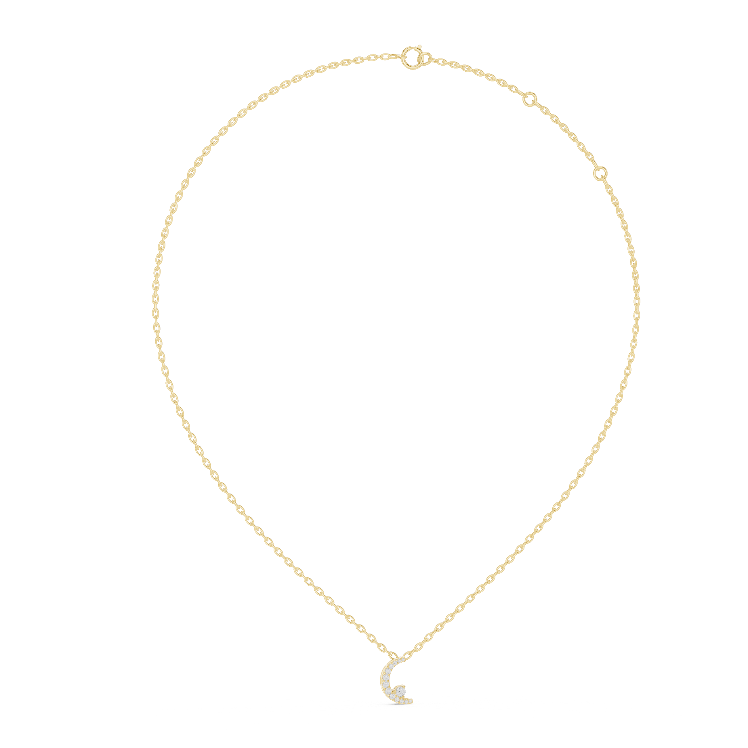 1Crescent Moon Diamond Pendant Necklace
