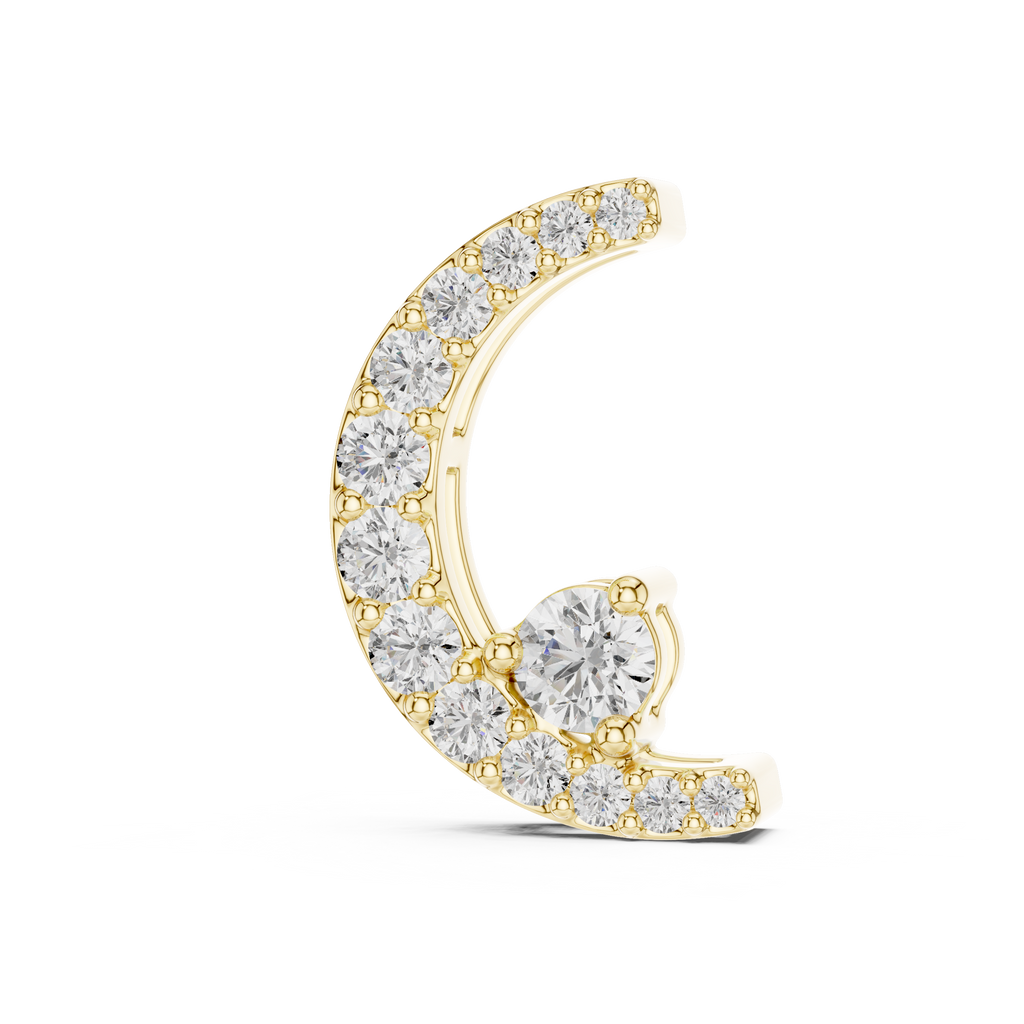 1Crescent Moon Diamond Pendant Necklace