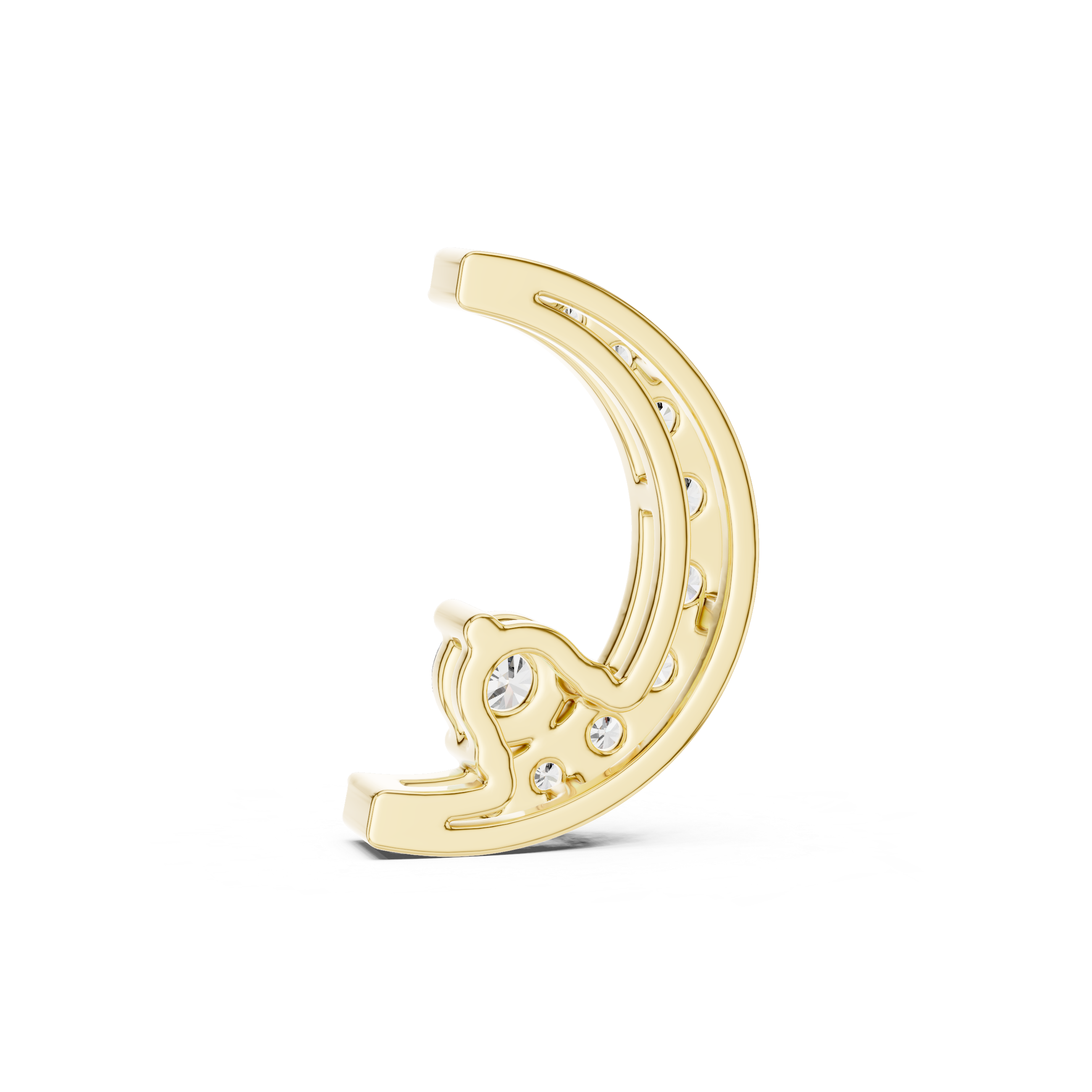 1Crescent Moon Diamond Pendant Necklace