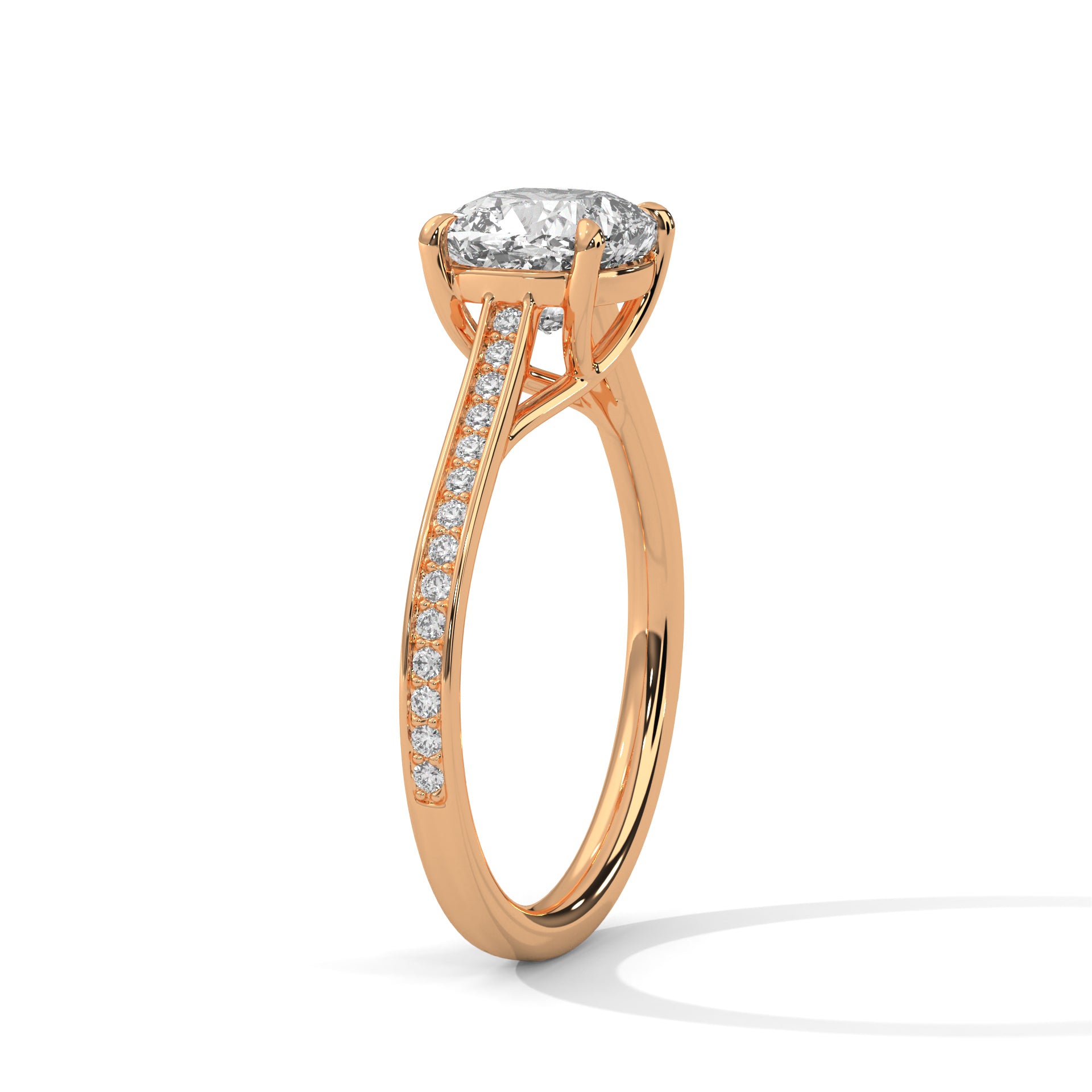Cushion Cut Diamond Pavé Engagement Ring