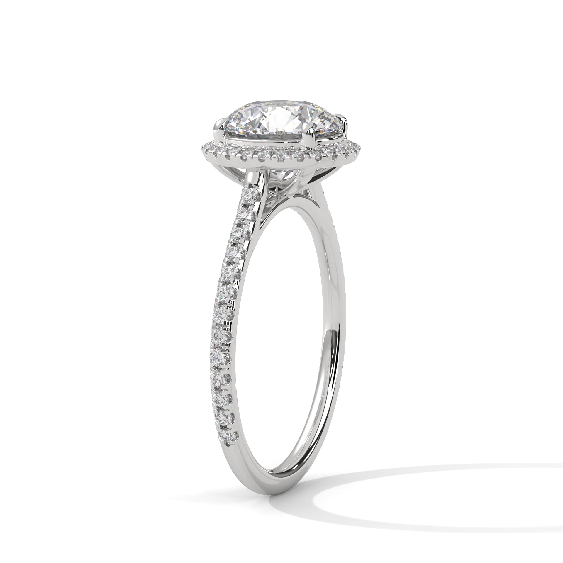 Round Diamond Halo Engagement Ring