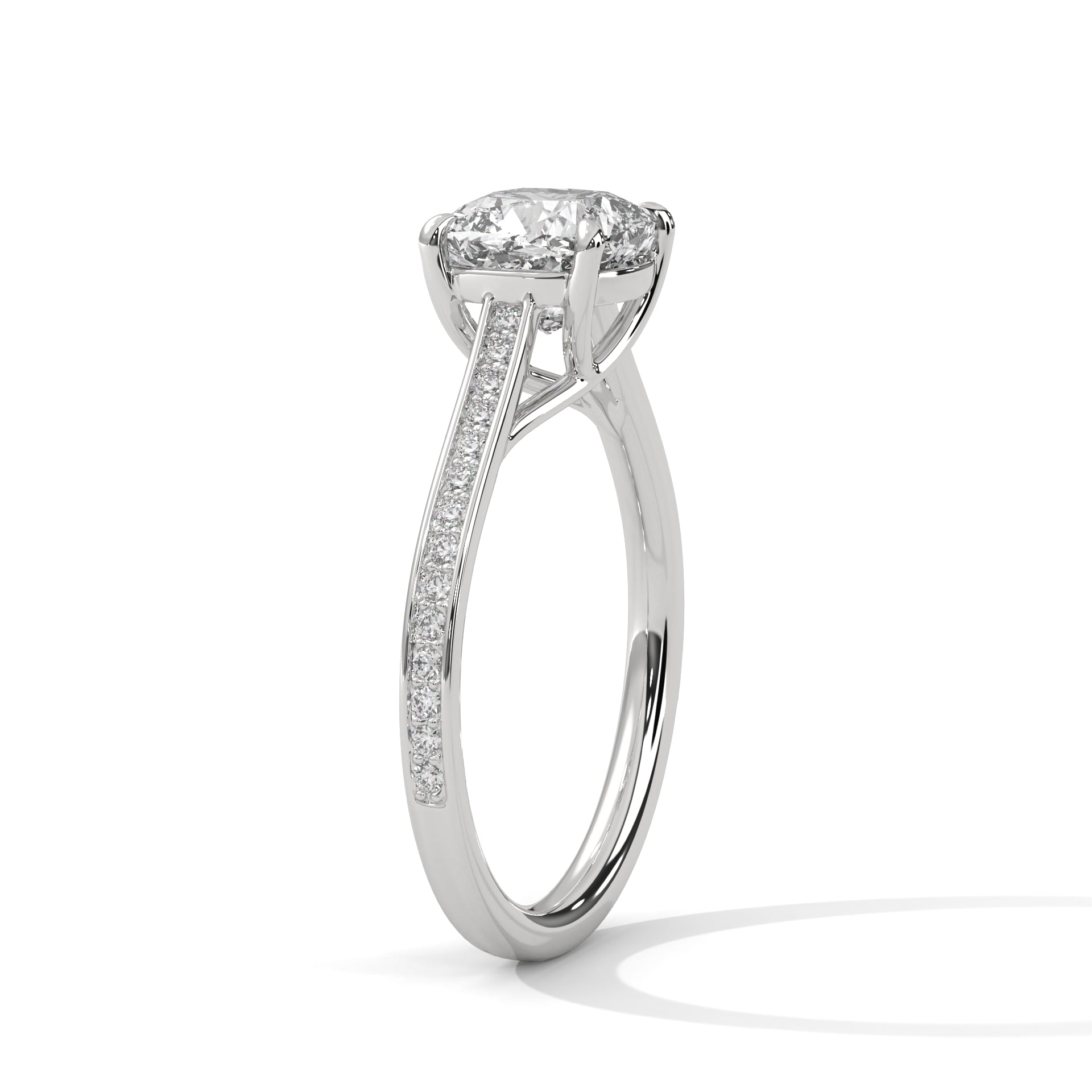 Cushion Cut Diamond Pavé Engagement Ring