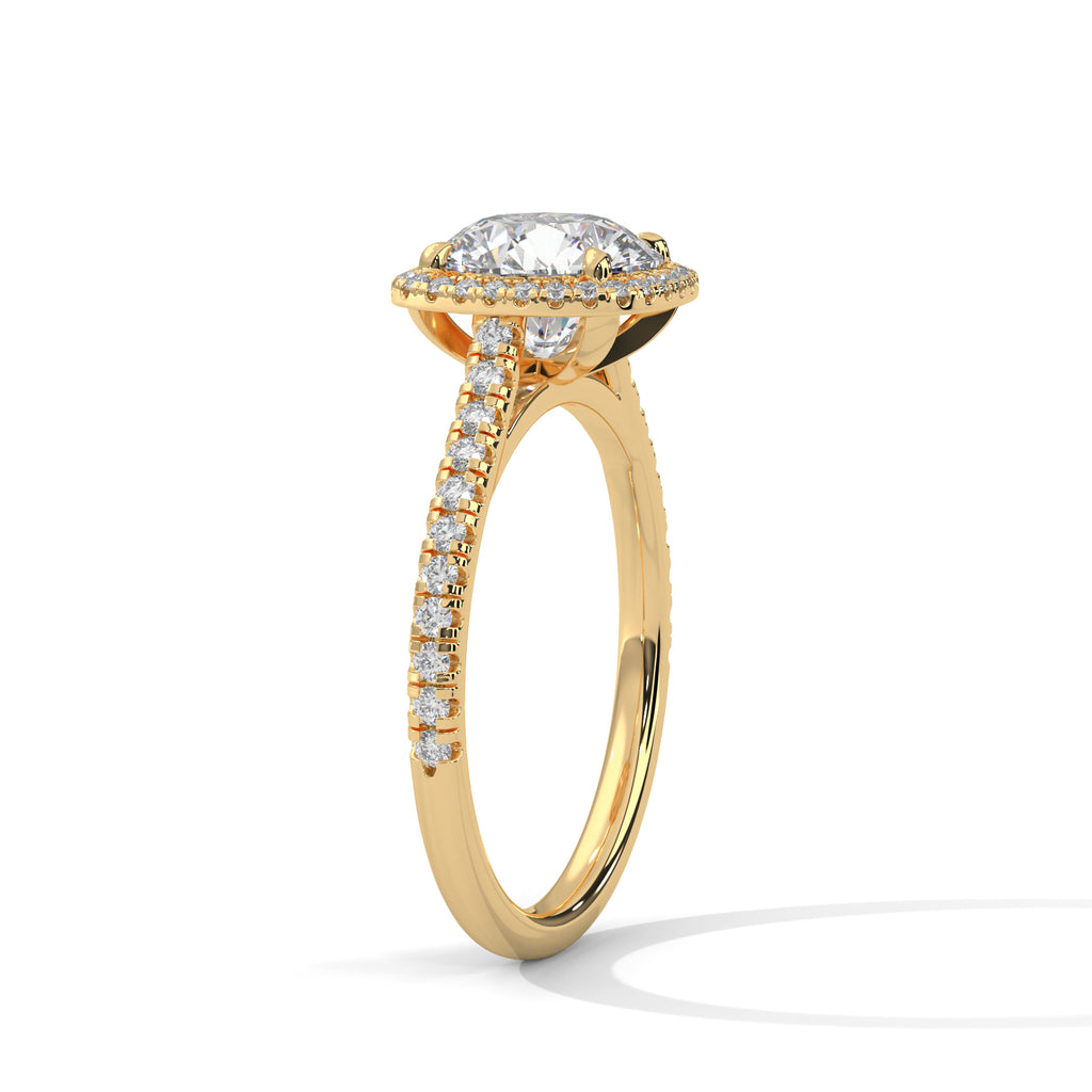 Round Diamond Halo Pavé Engagement Ring