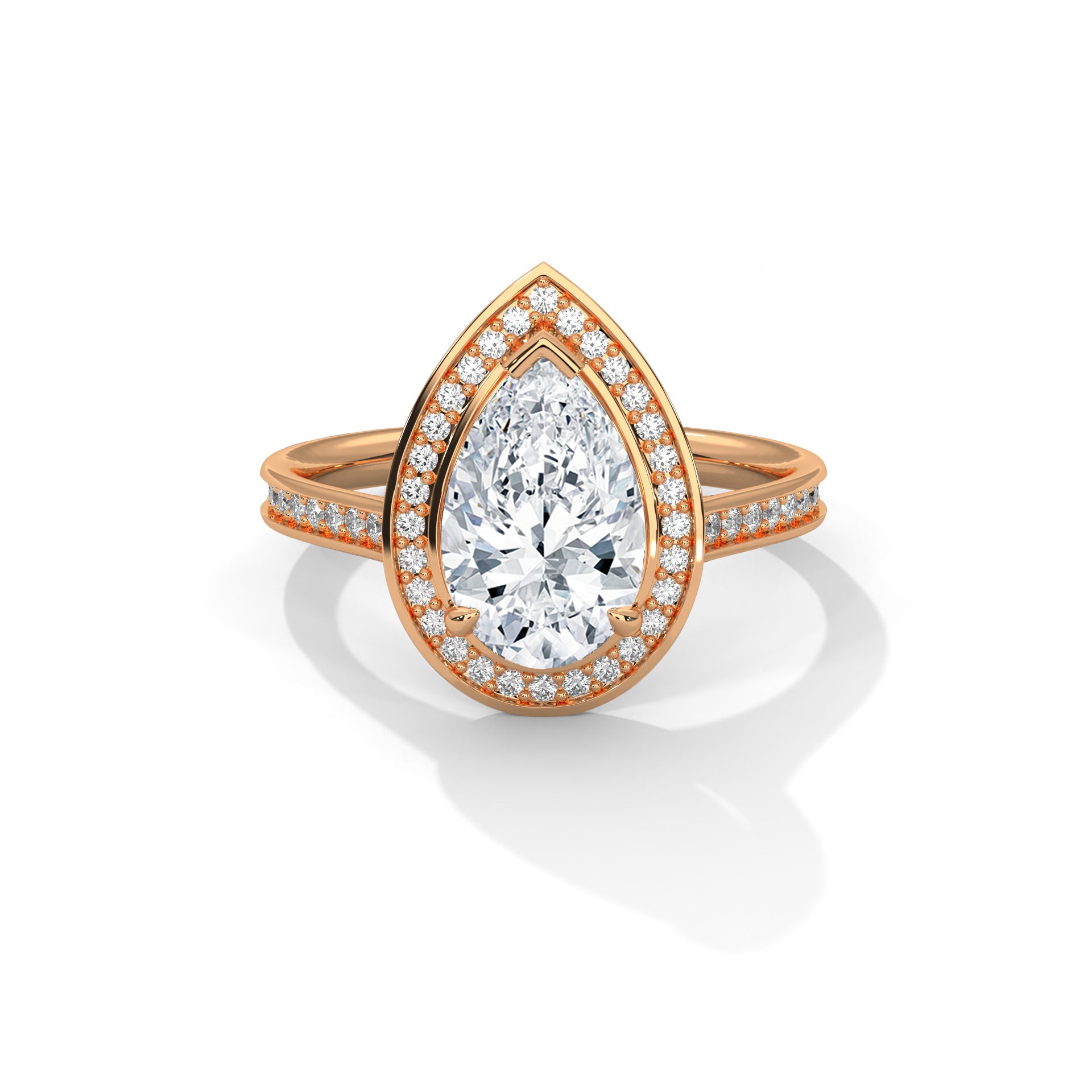 Pear Shape Diamond Halo Engagement Ring