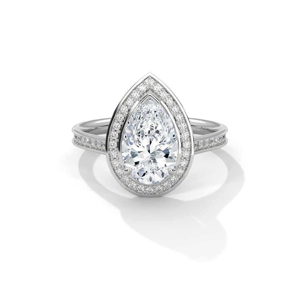 Pear Shape Diamond Halo Engagement Ring