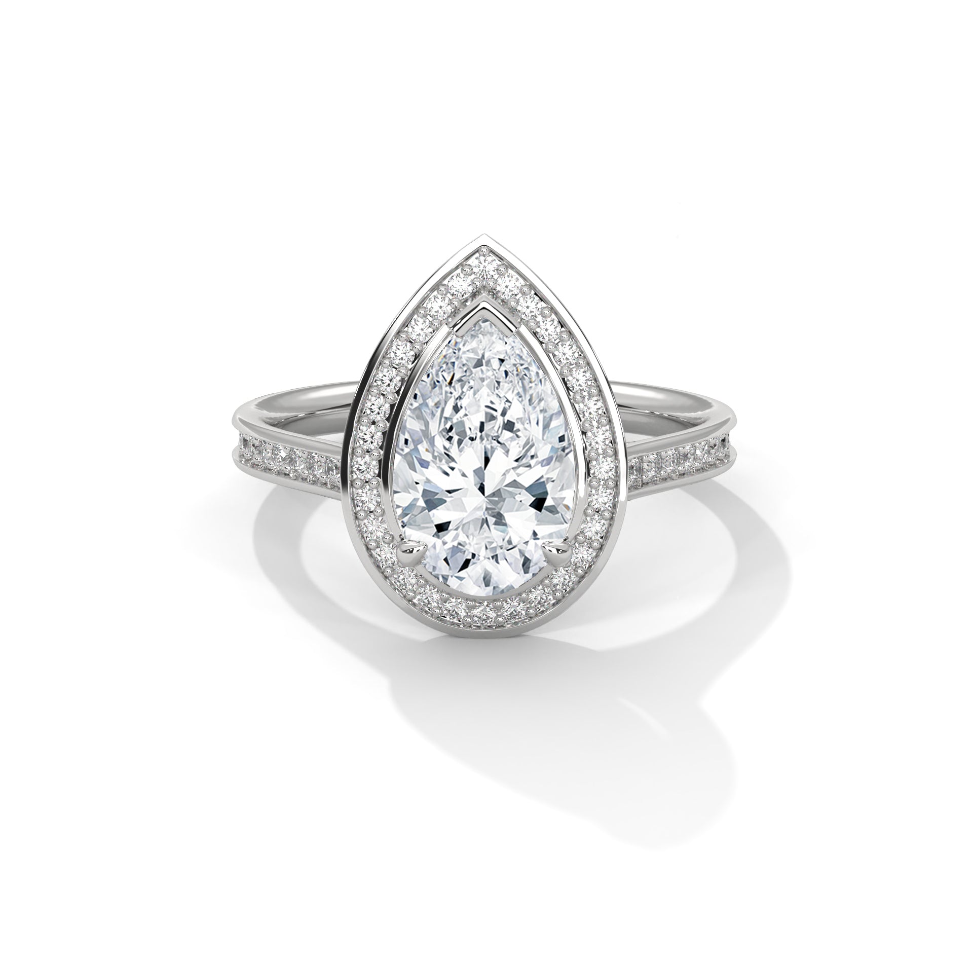 Pear Shape Diamond Halo Engagement Ring