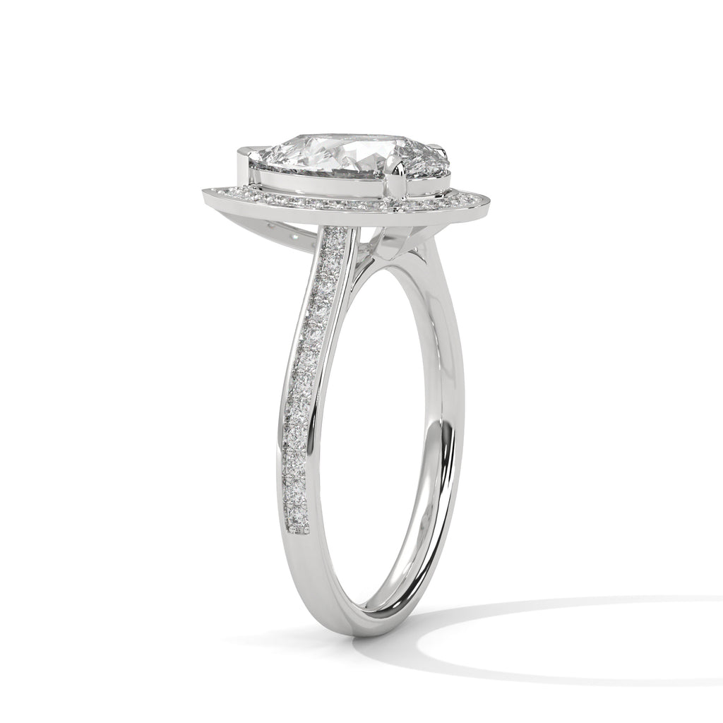 Pear Shape Diamond Halo Engagement Ring