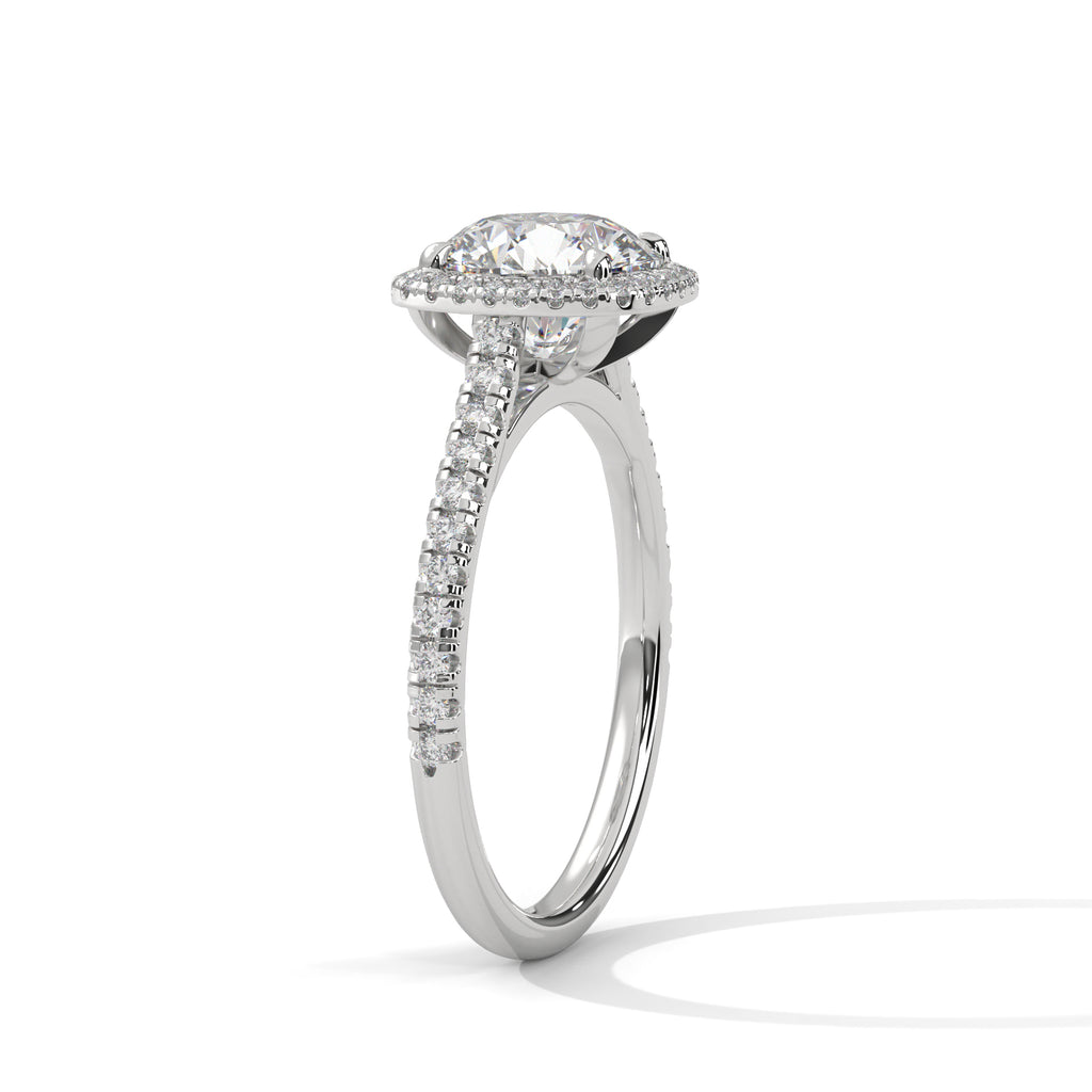 Round Diamond Halo Pavé Engagement Ring
