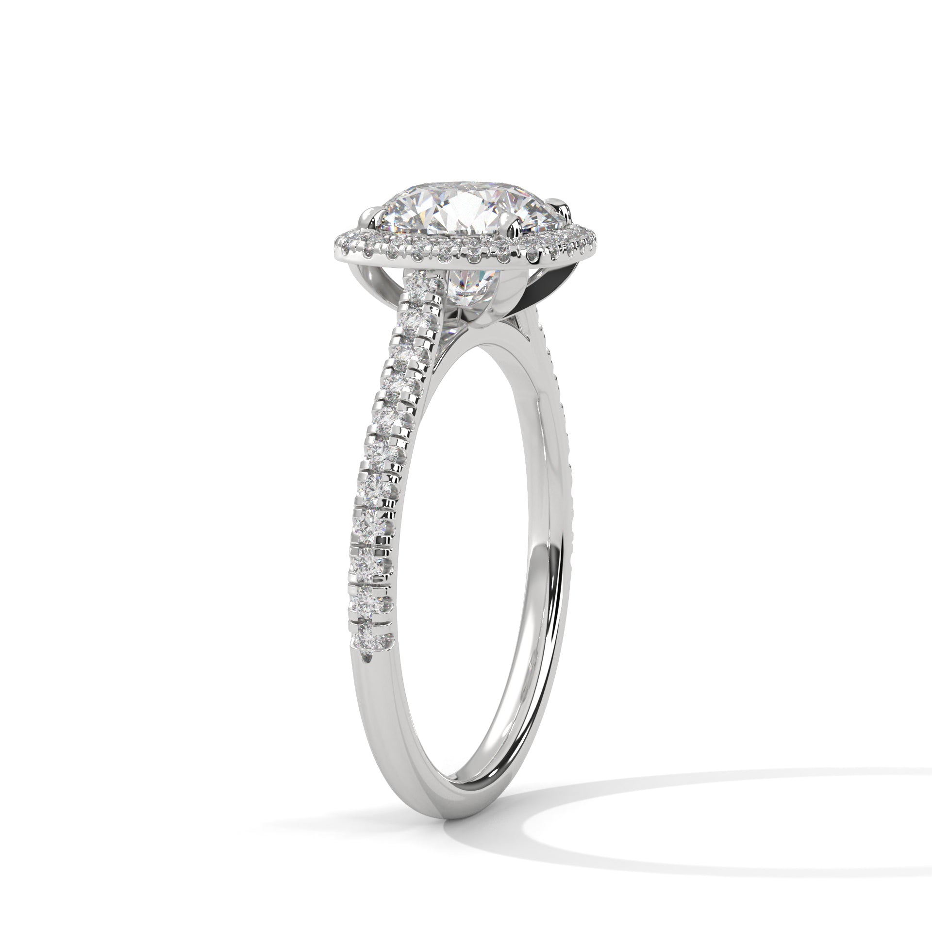 Round Diamond Halo Pavé Engagement Ring
