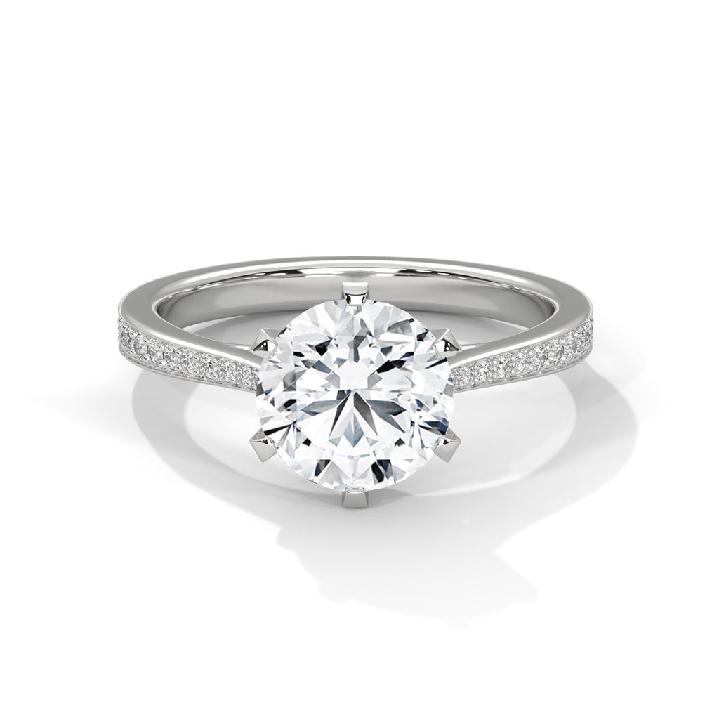 Round Diamond Solitaire Pavé Engagement Ring