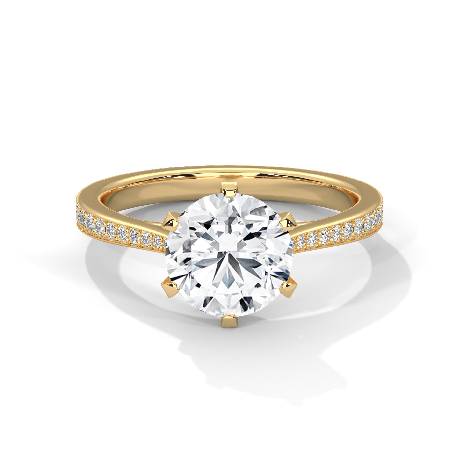 Round Diamond Solitaire Pavé Engagement Ring