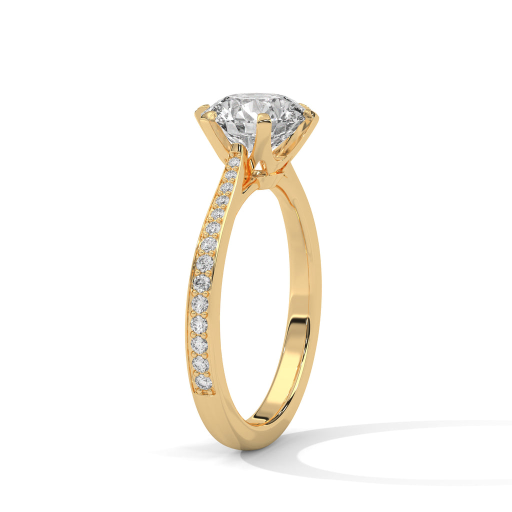 Round Diamond Solitaire Pavé Engagement Ring