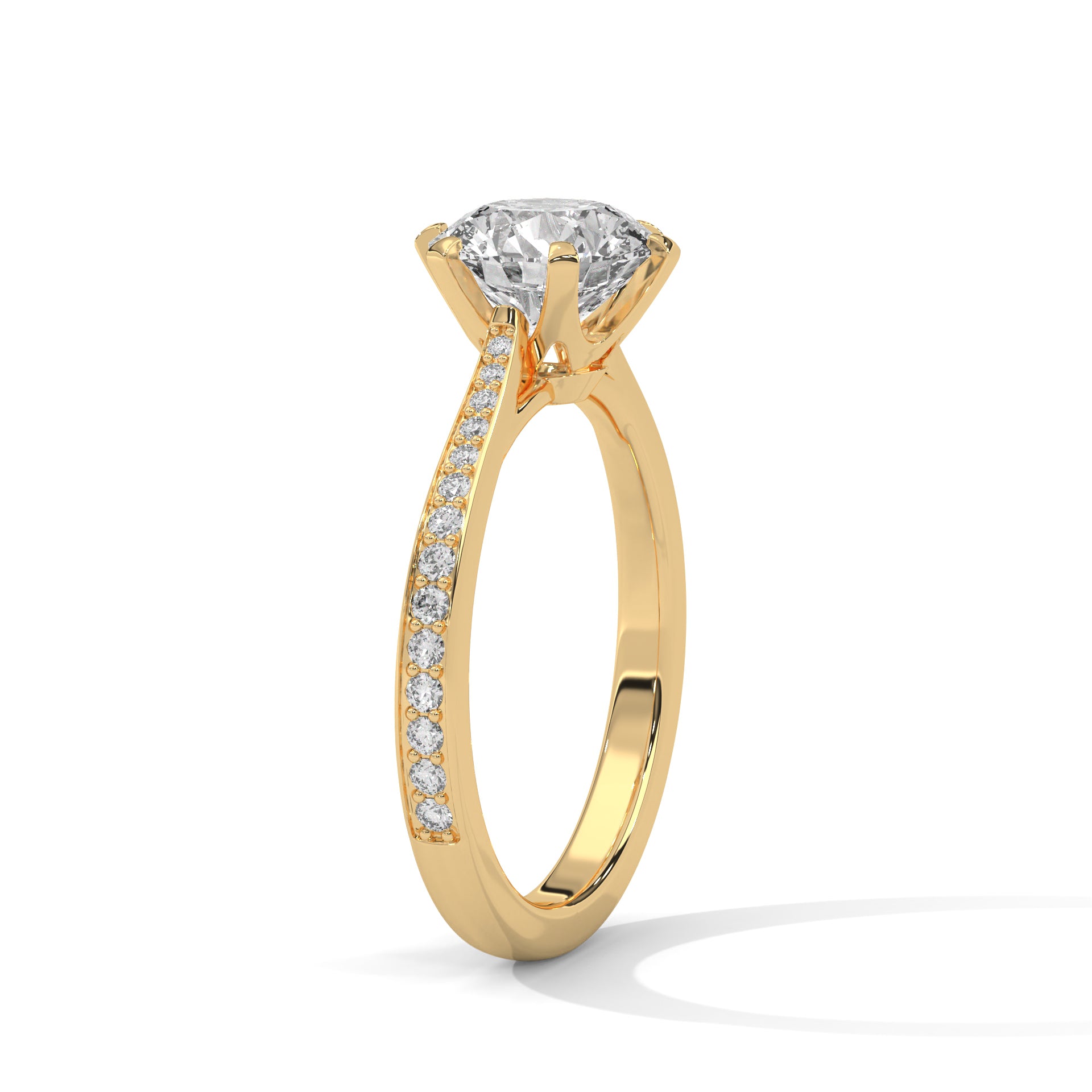 Round Diamond Solitaire Pavé Engagement Ring